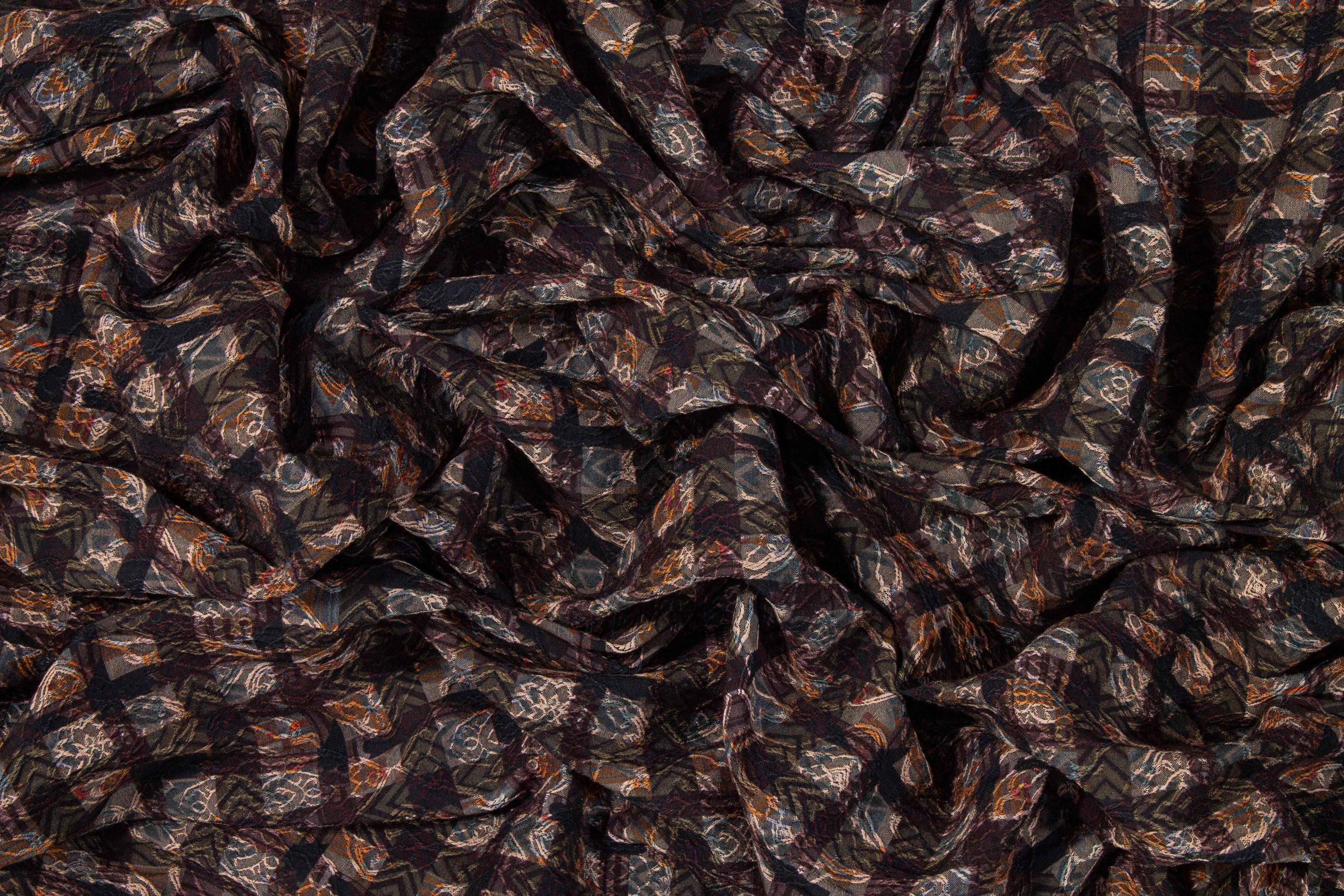 Checked Italian Stretch Brocade - Purple and Orange - Prime Fabrics