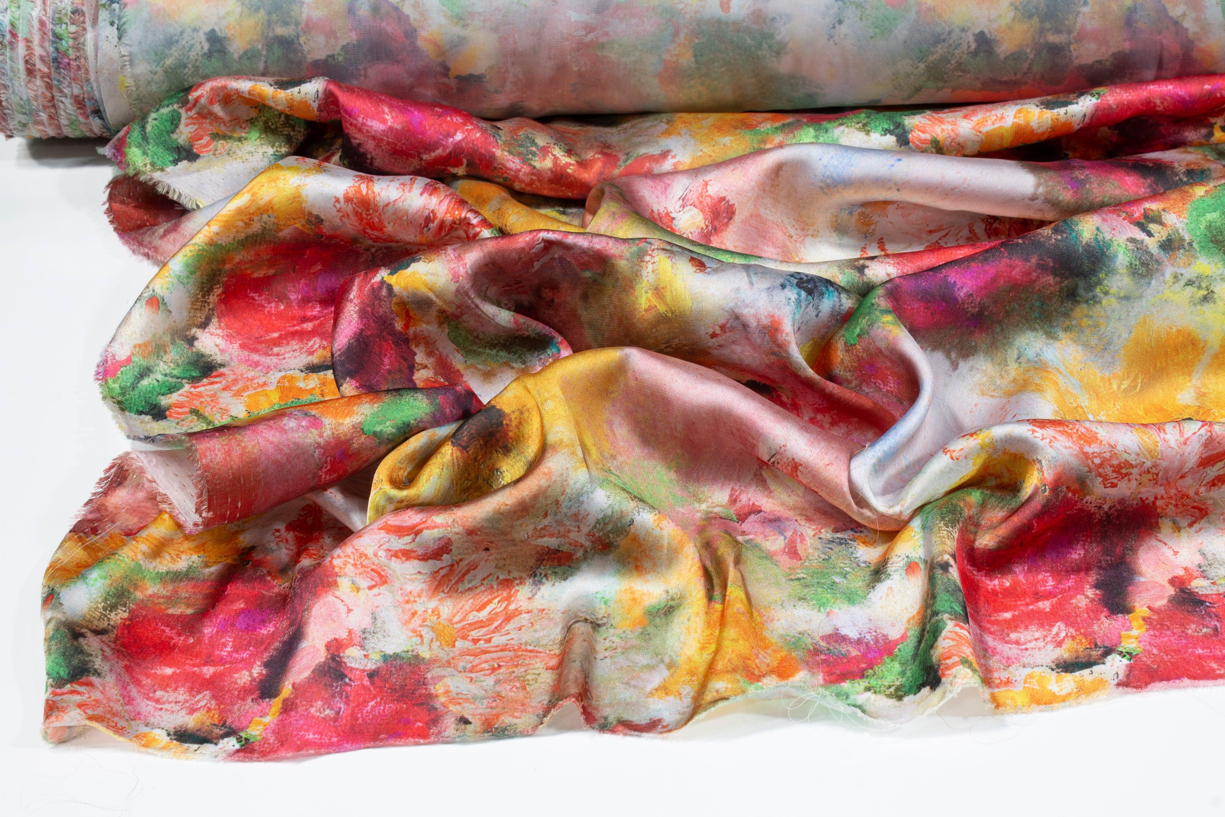 Abstract Watercolor Italian Charmeuse - Prime Fabrics