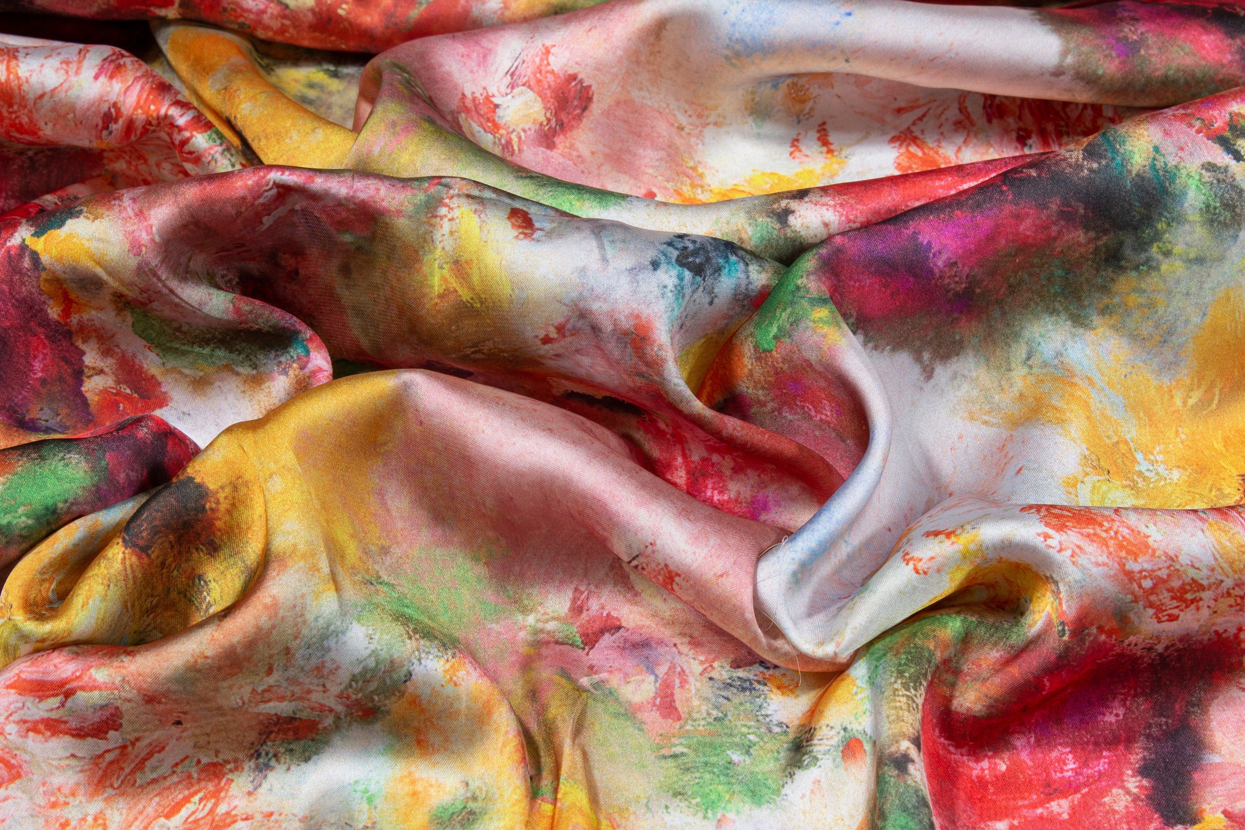 Abstract Watercolor Italian Charmeuse - Prime Fabrics