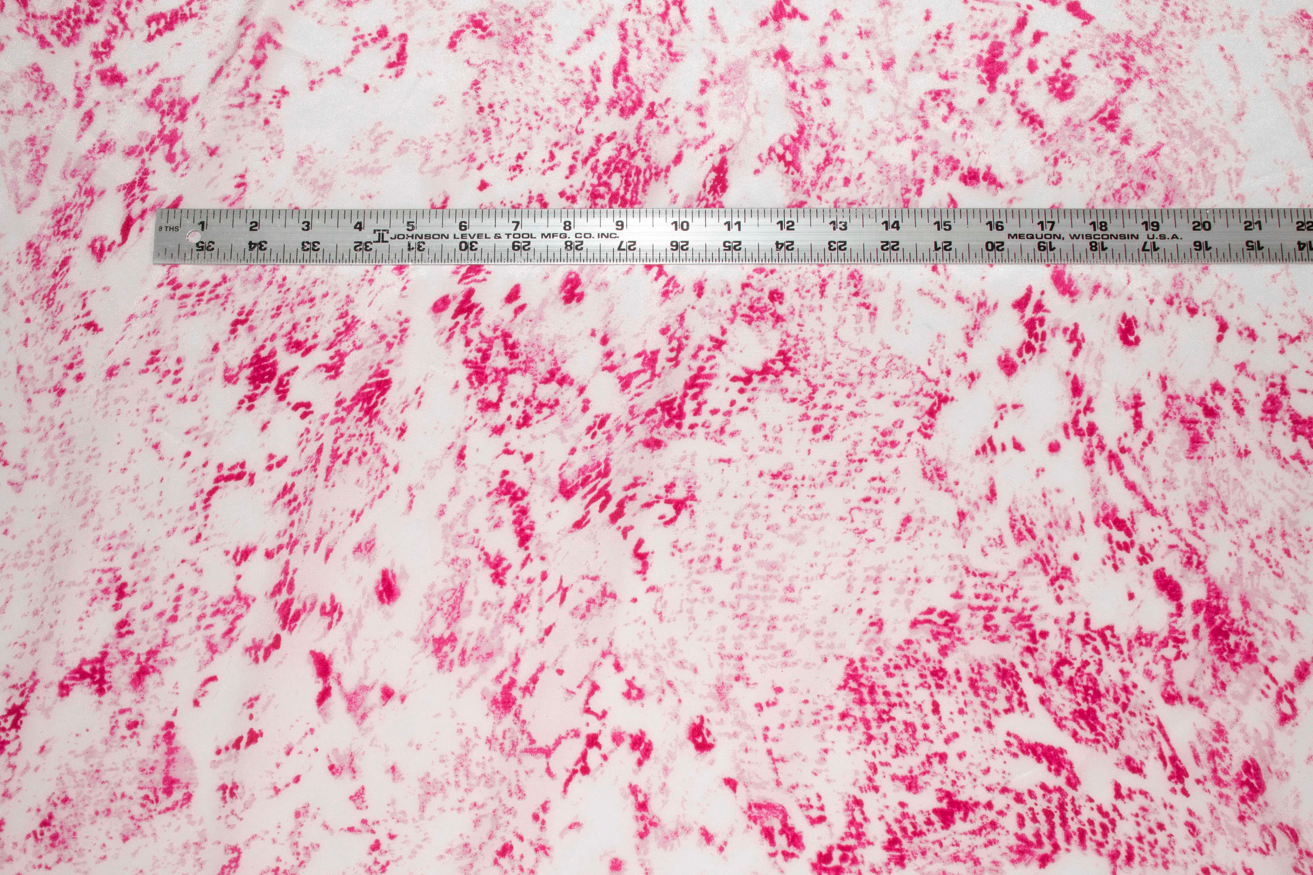 Abstract Pink and White Silk Crepe De Chine - Prime Fabrics