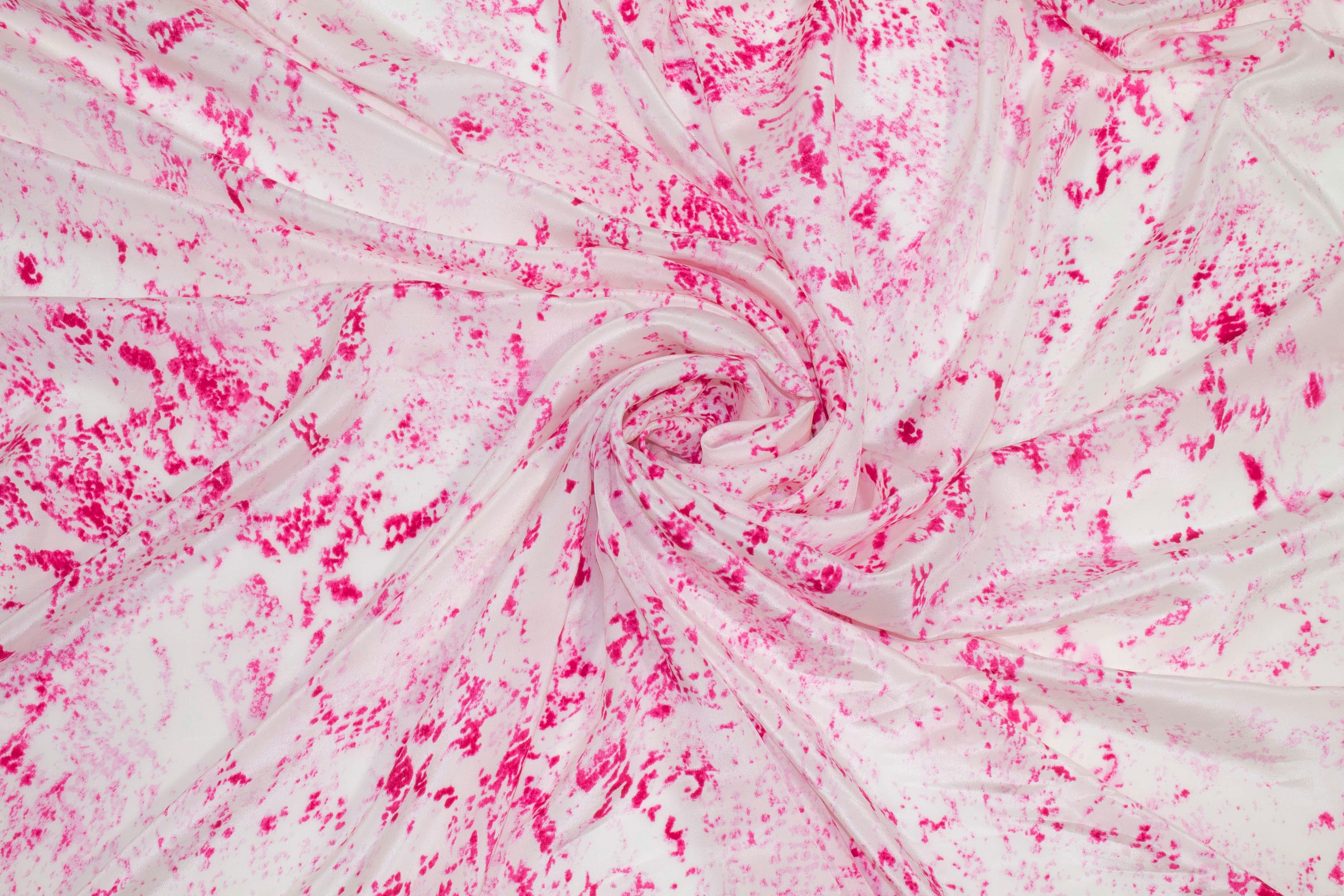 Abstract Pink and White Silk Crepe De Chine - Prime Fabrics