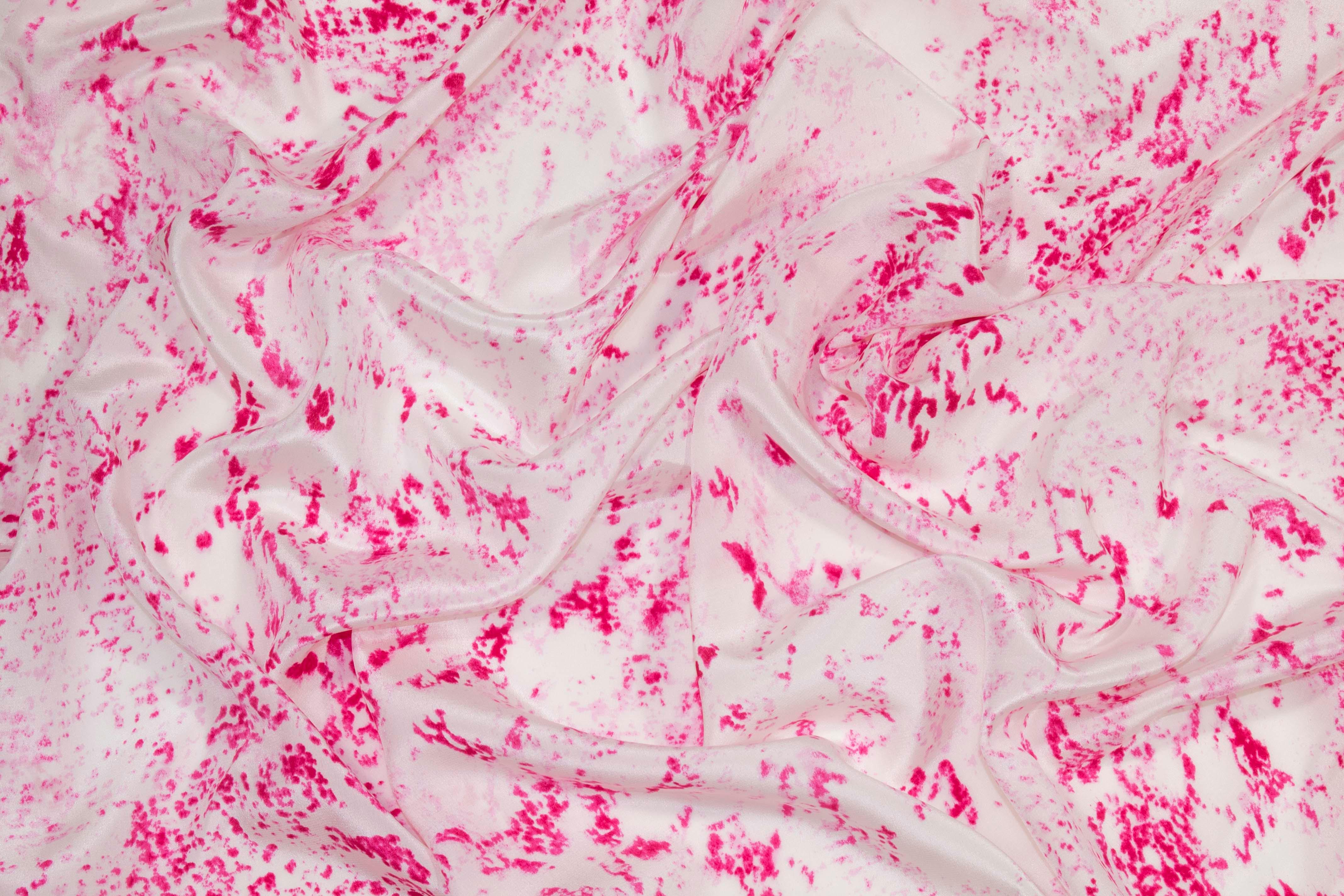 Abstract Pink and White Silk Crepe De Chine - Prime Fabrics