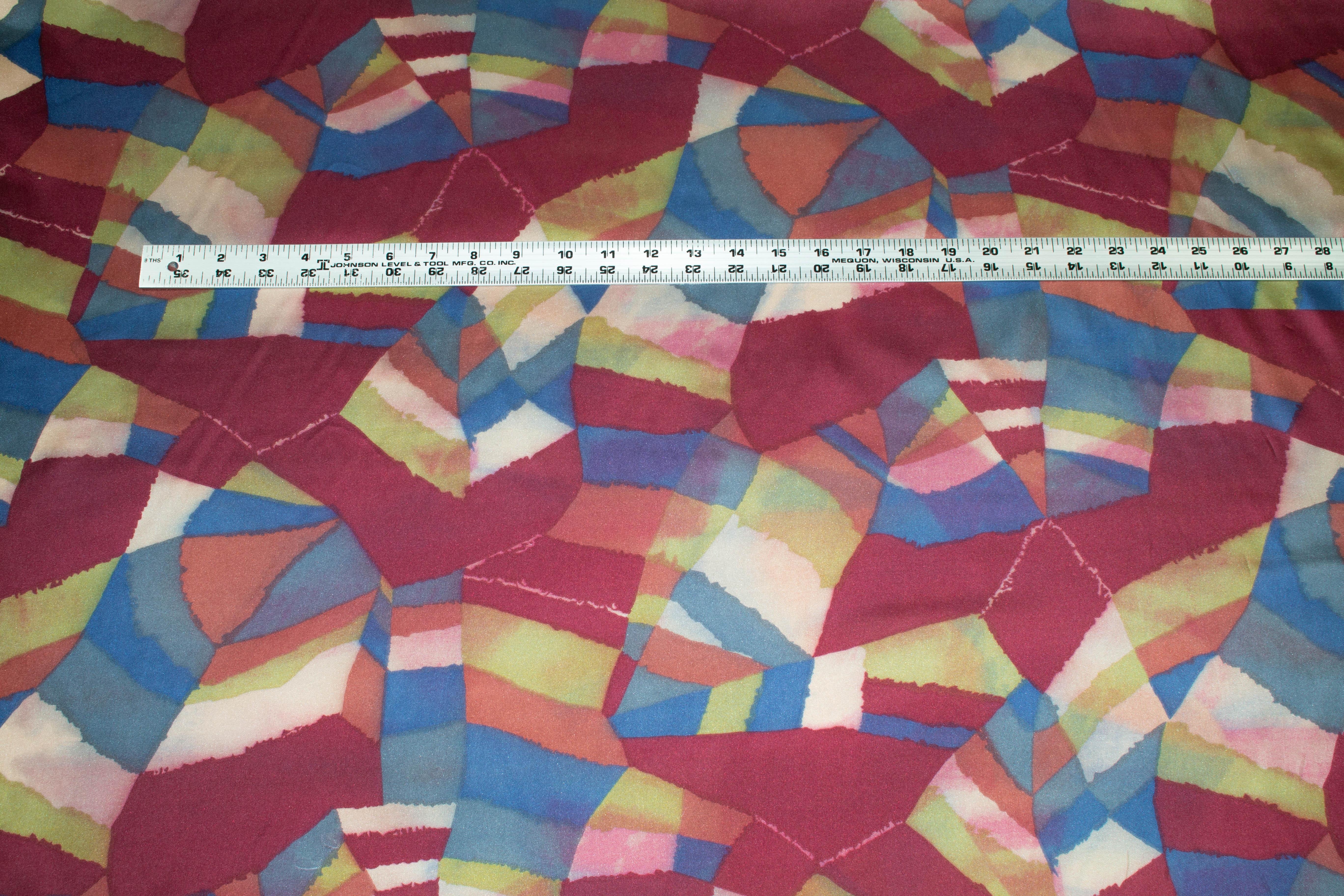 Multicolor Geometric Silk Charmeuse - Prime Fabrics