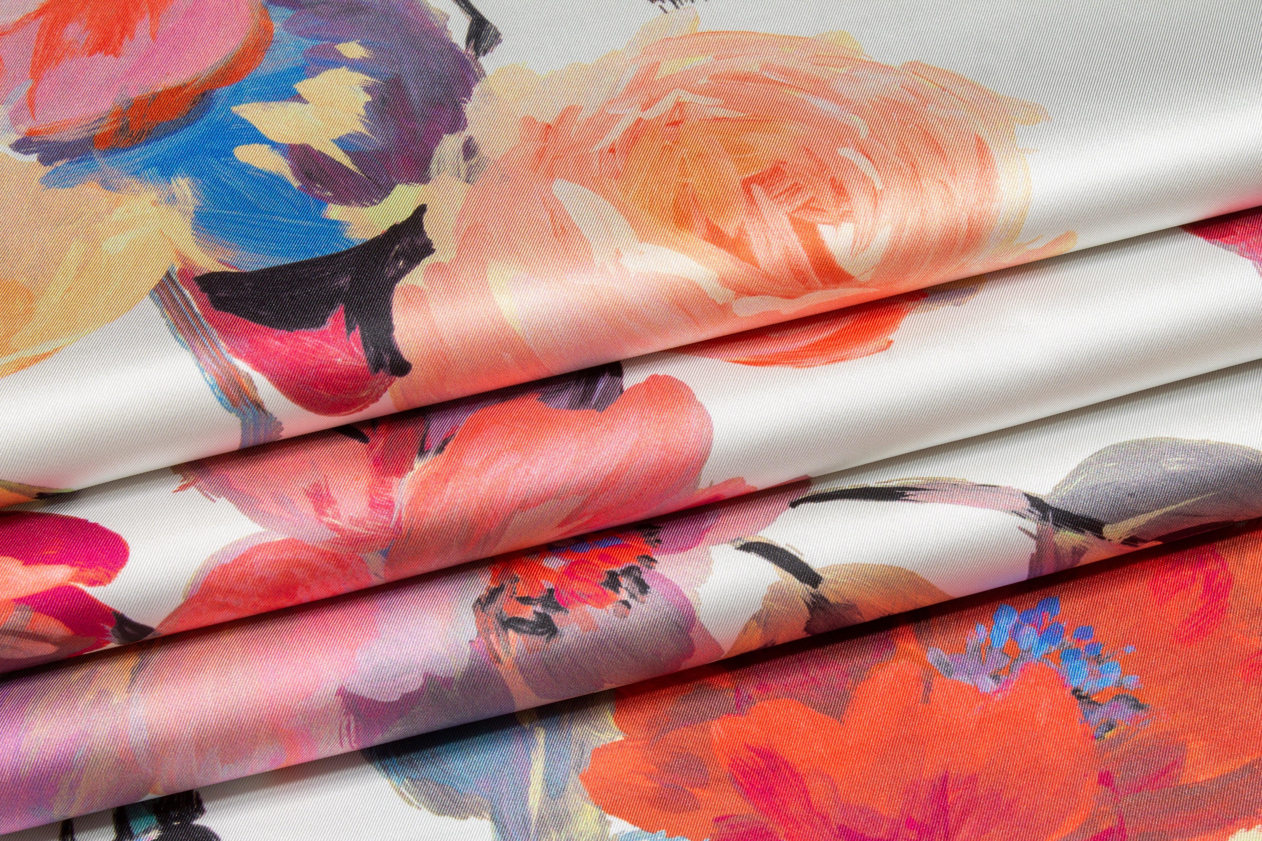 Multicolor Floral Watercolor Italian Charmeuse - Prime Fabrics