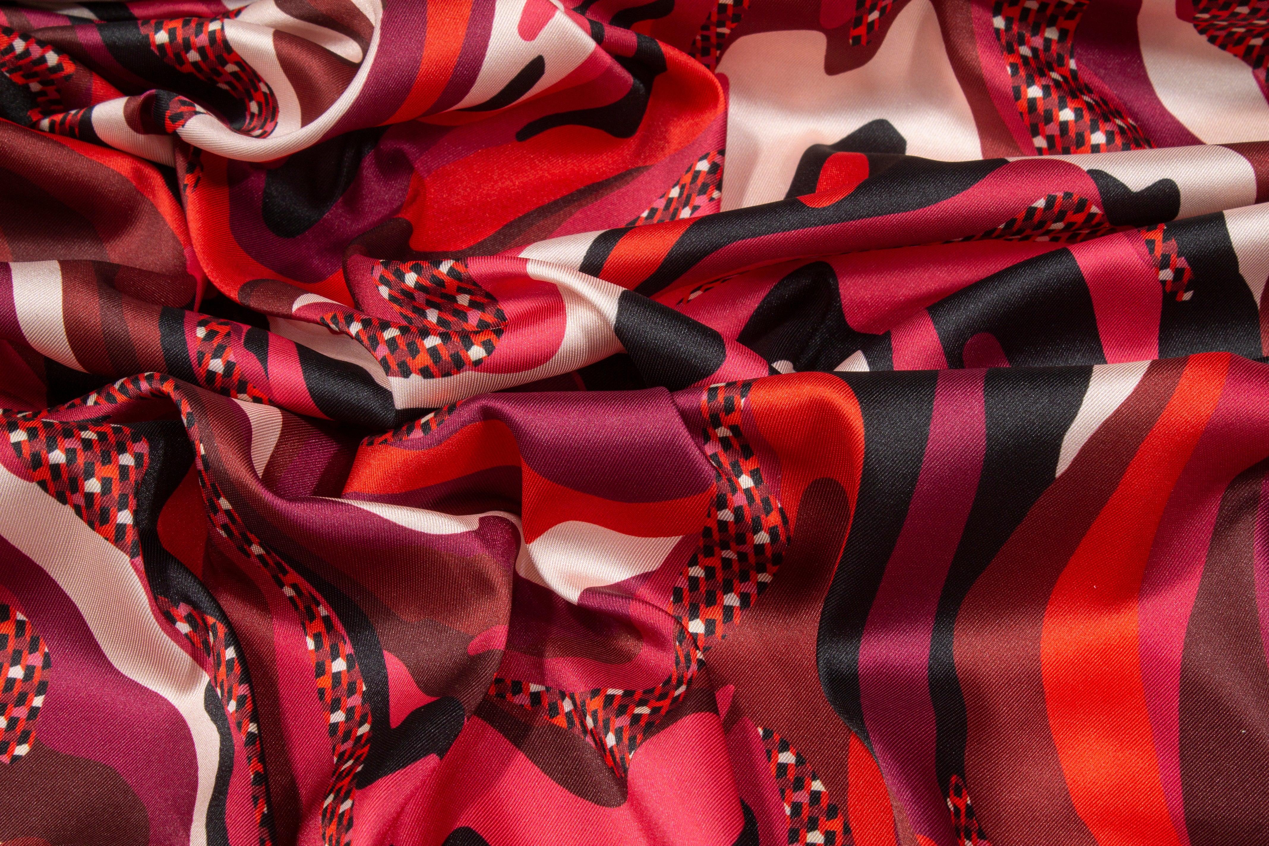 Italian Acetate Charmeuse - Red, Magenta, Purple - Prime Fabrics