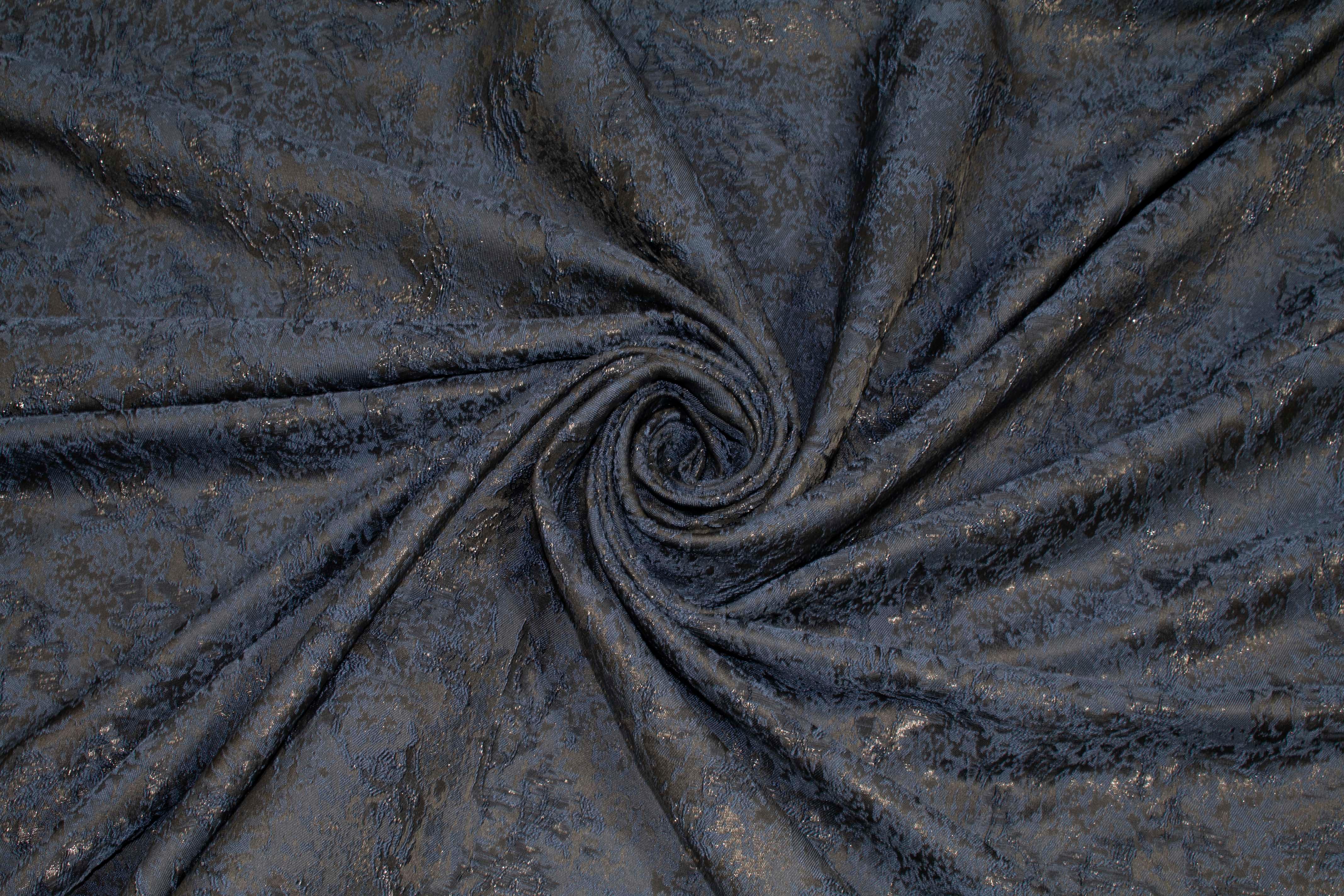 Navy Metallic Brocade - Prime Fabrics