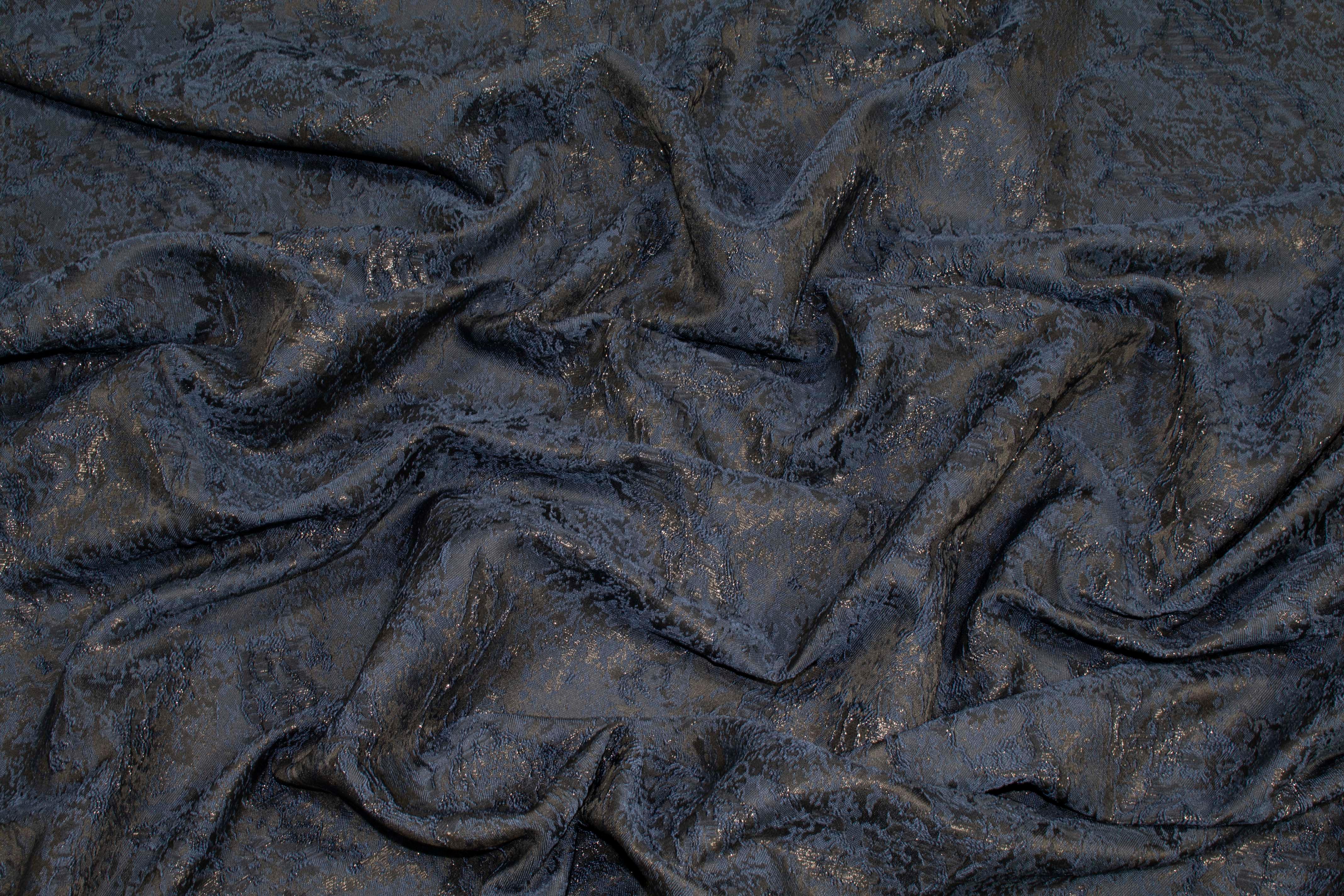 Navy Metallic Brocade - Prime Fabrics