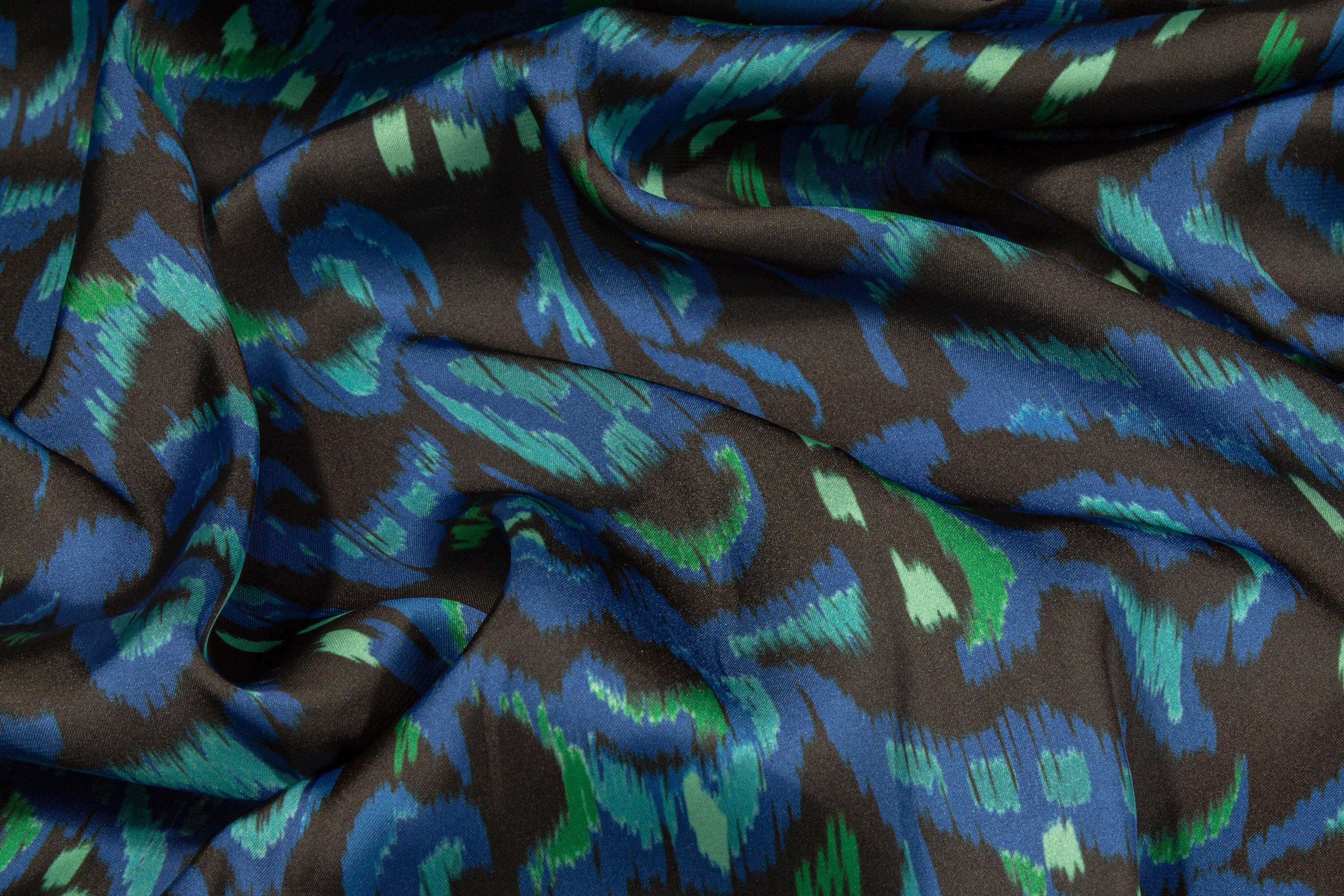 Italian Acetate Charmeuse - Blue and Green - Prime Fabrics