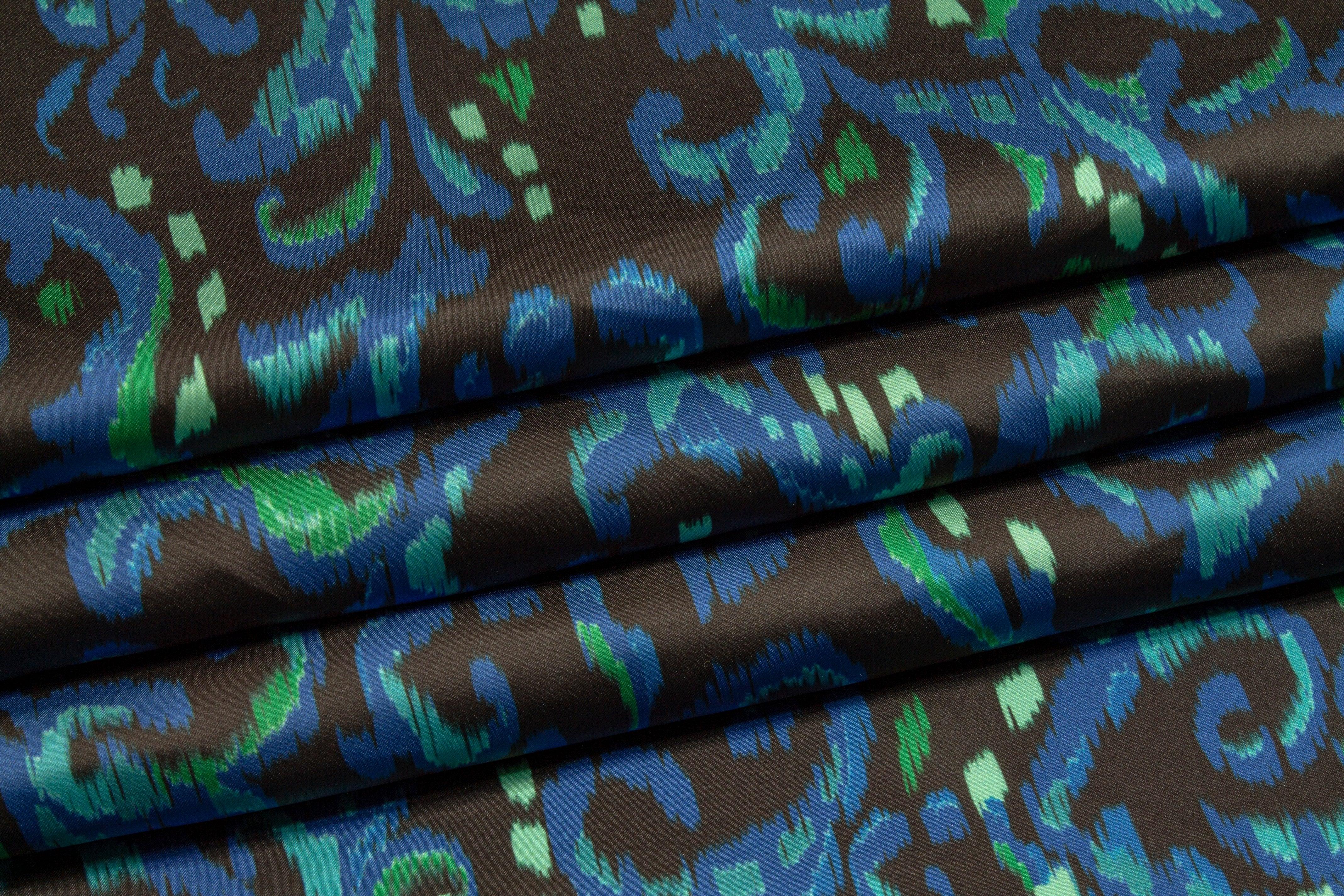 Italian Acetate Charmeuse - Blue and Green - Prime Fabrics