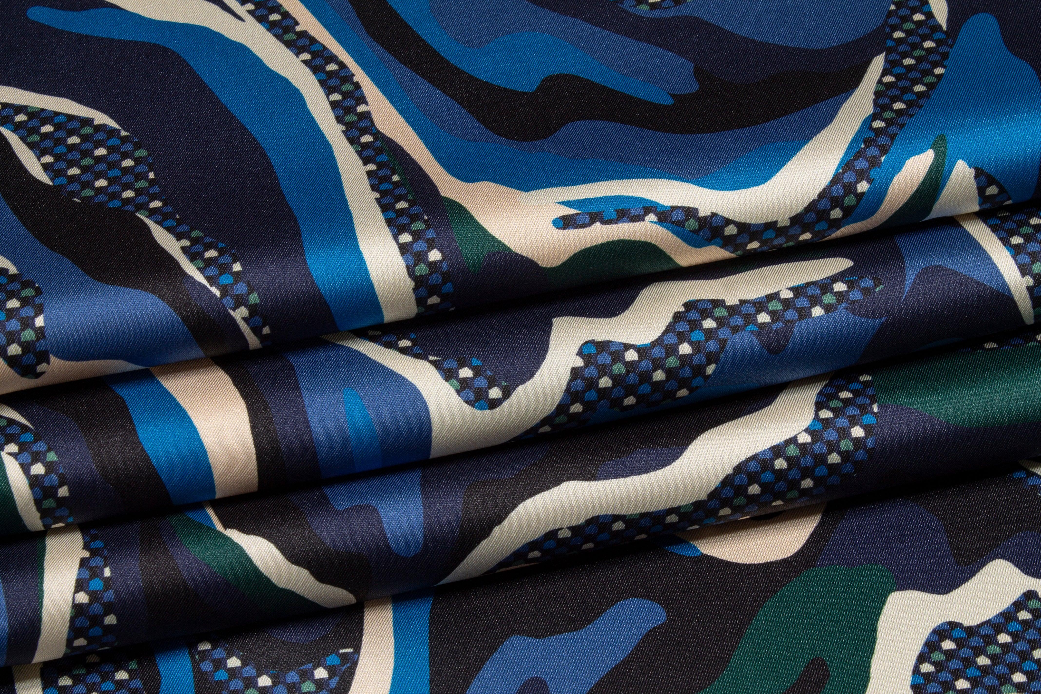 Italian Acetate Charmeuse - Blue and Green - Prime Fabrics