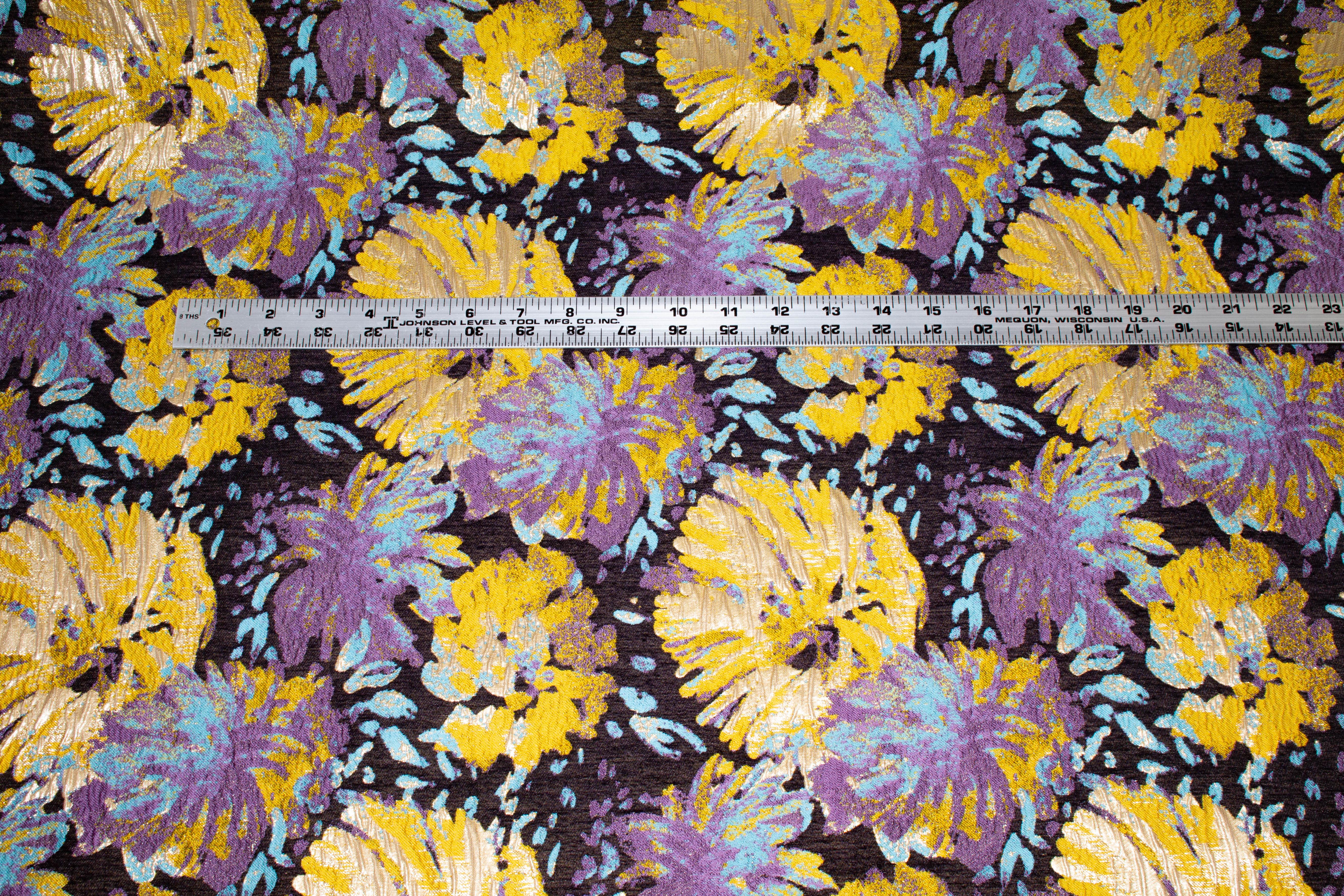 Multicolor Abstract Crushed Metallic Brocade - Prime Fabrics
