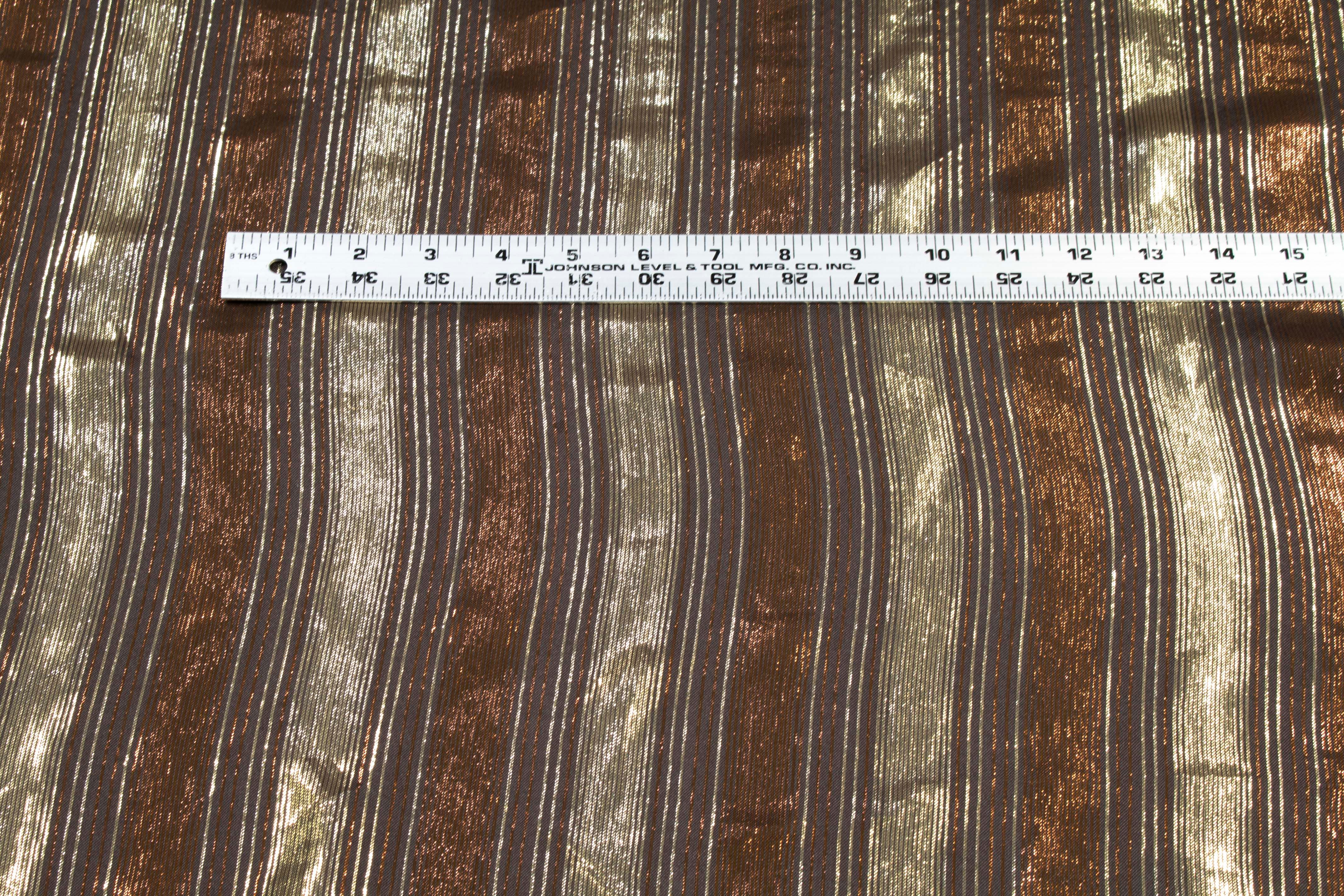 Bronze and Gold Striped Metallic Silk - Prime Fabrics
