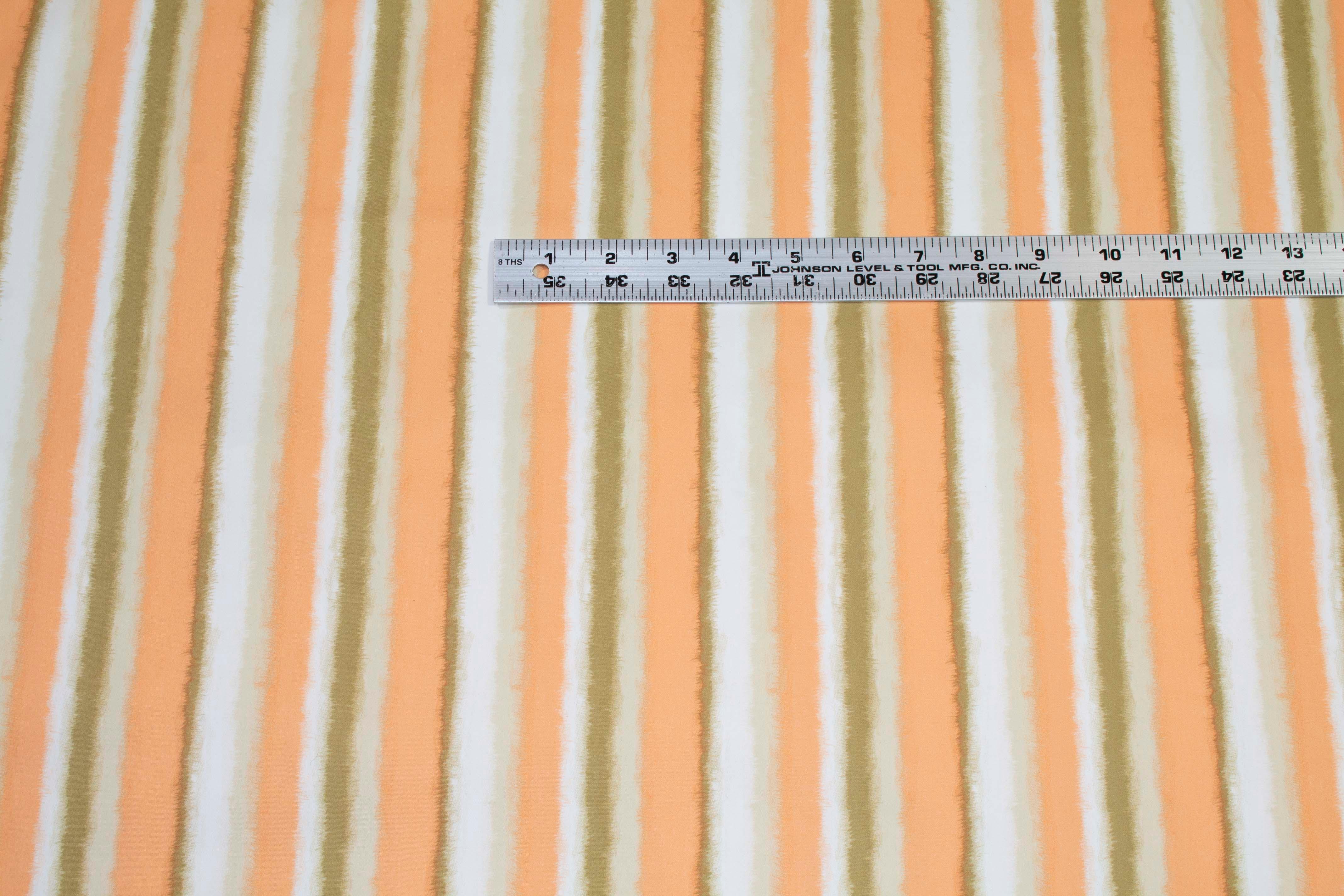 Striped Heavy Italian Stretch Cotton - Orange, Green, White - Prime Fabrics