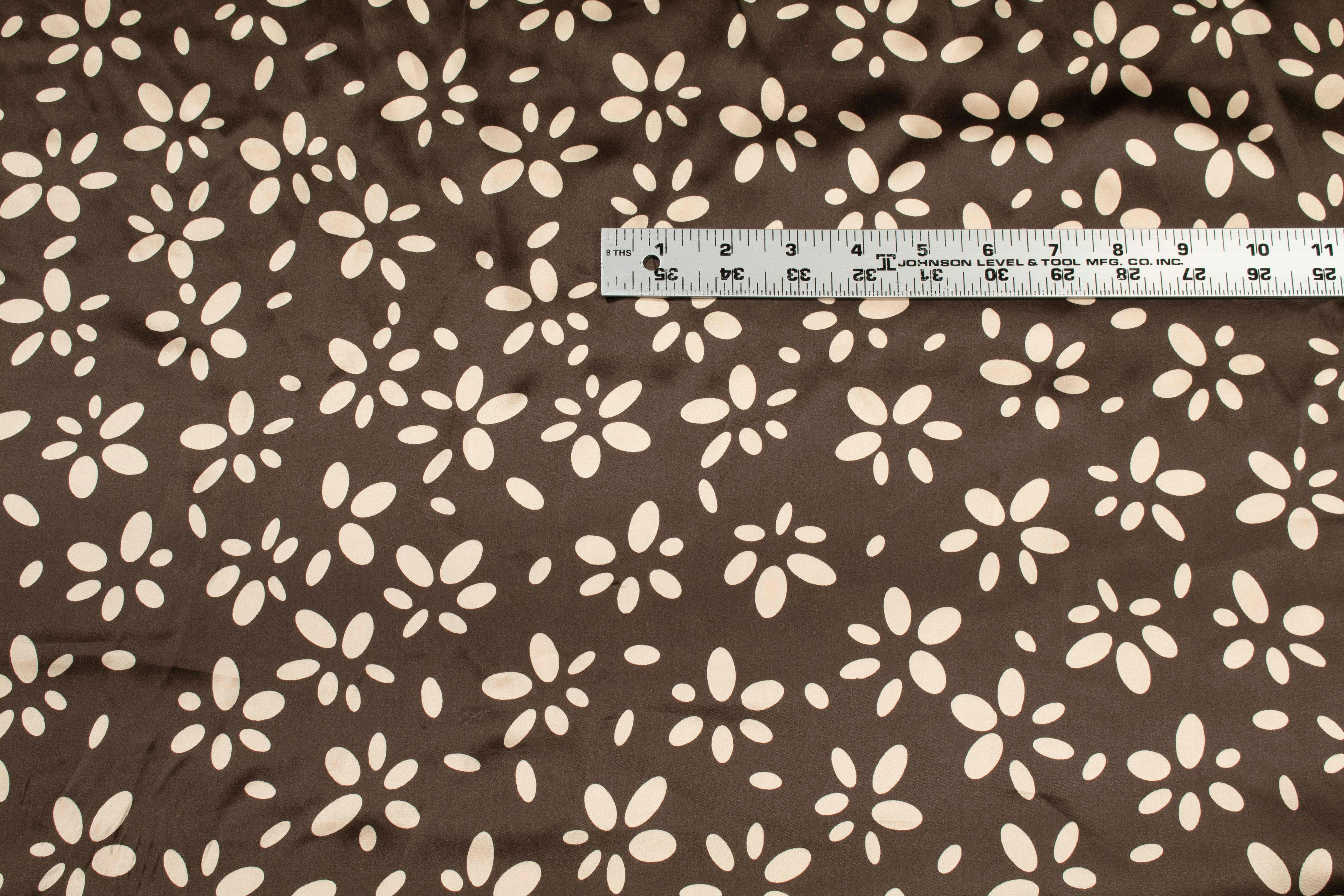 Gray and Taupe Floral Silk Charmeuse - Prime Fabrics