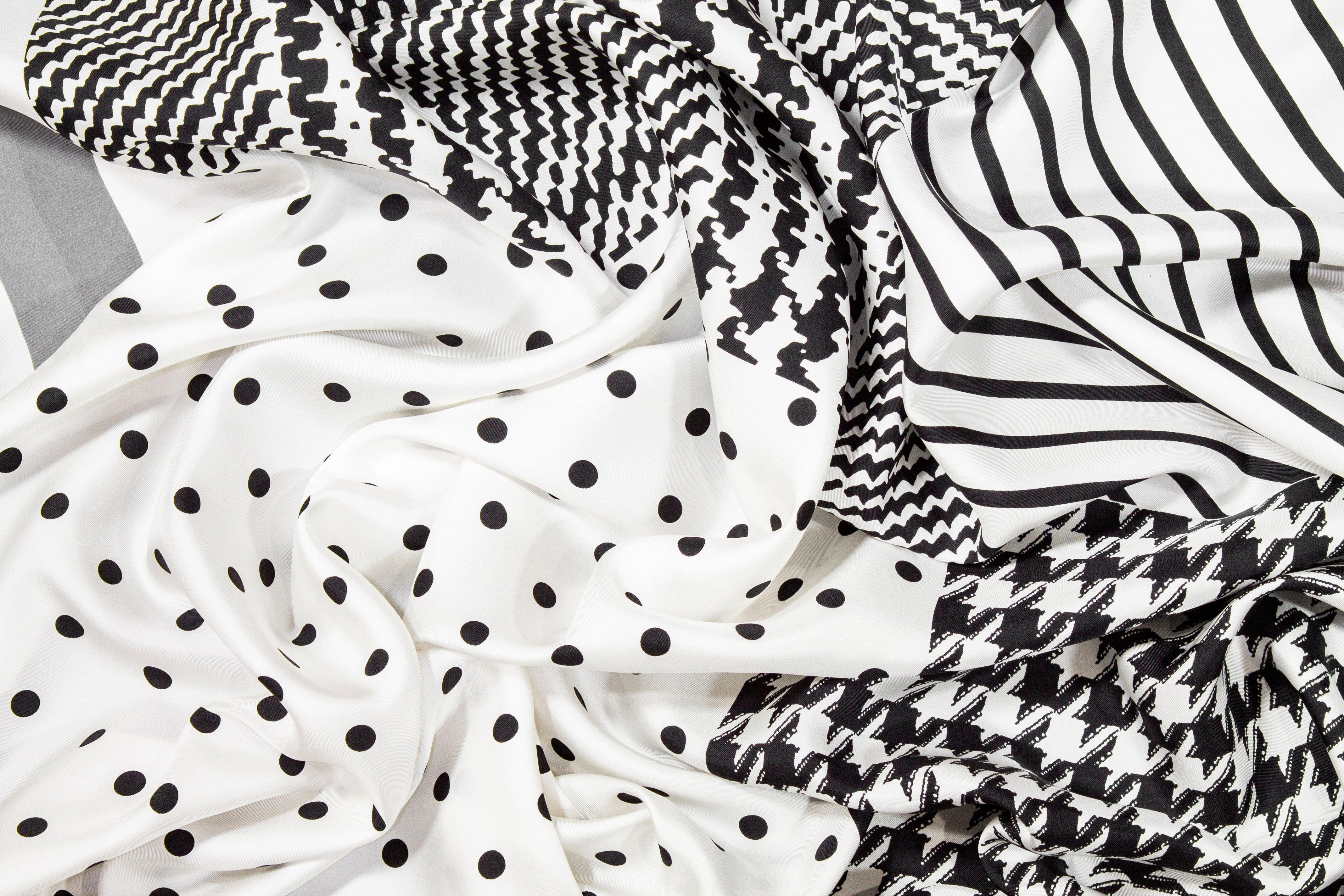 Silk Twill Panel - Black and White - Prime Fabrics
