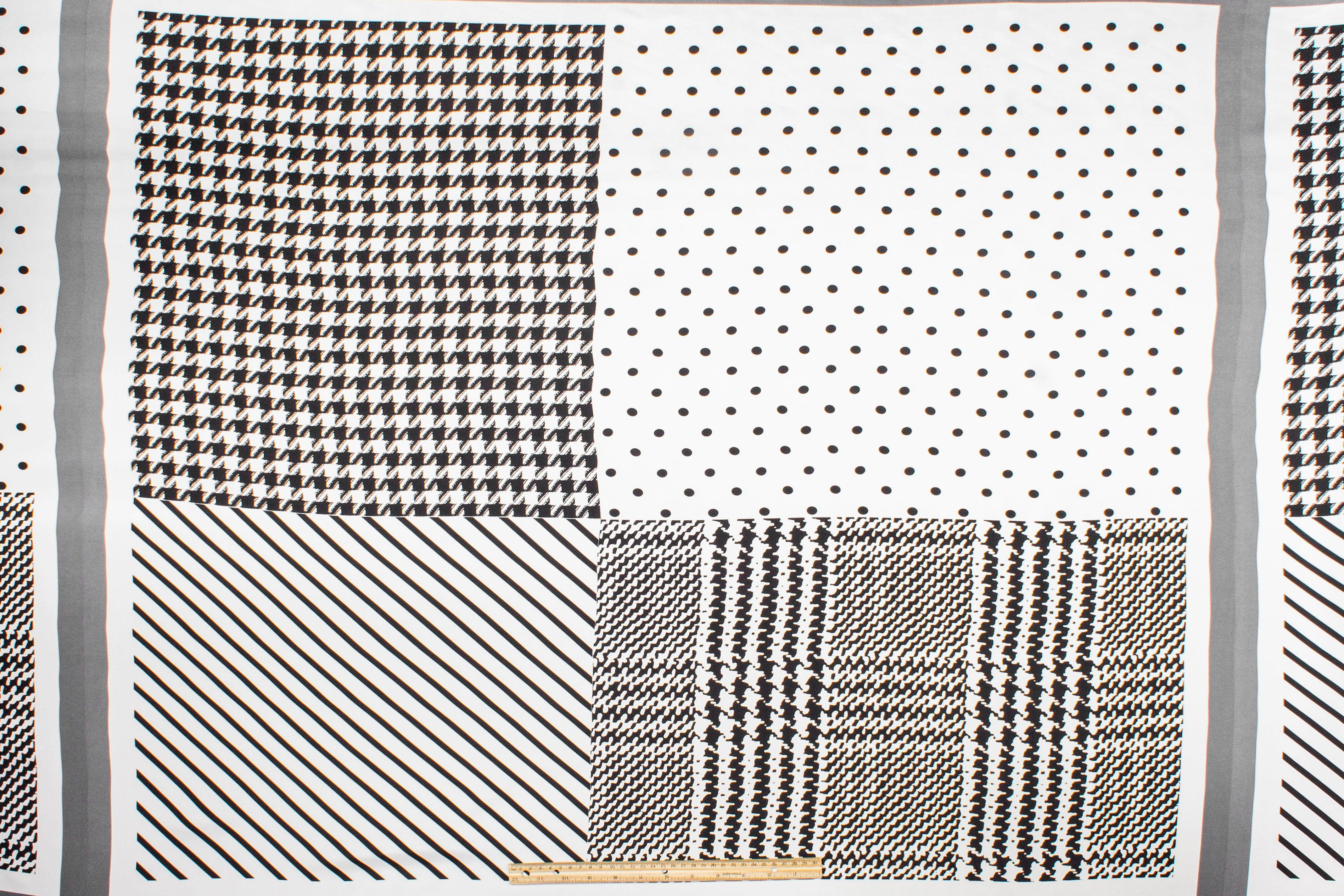 Silk Twill Panel - Black and White - Prime Fabrics