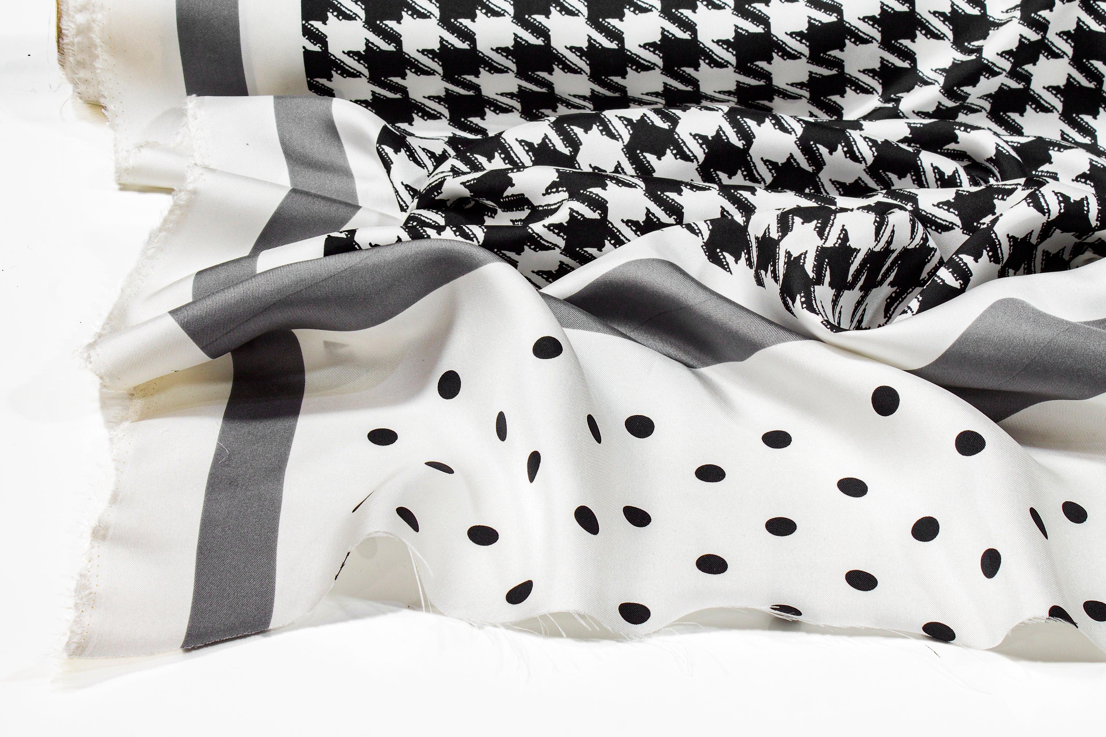 Silk Twill Panel - Black and White - Prime Fabrics