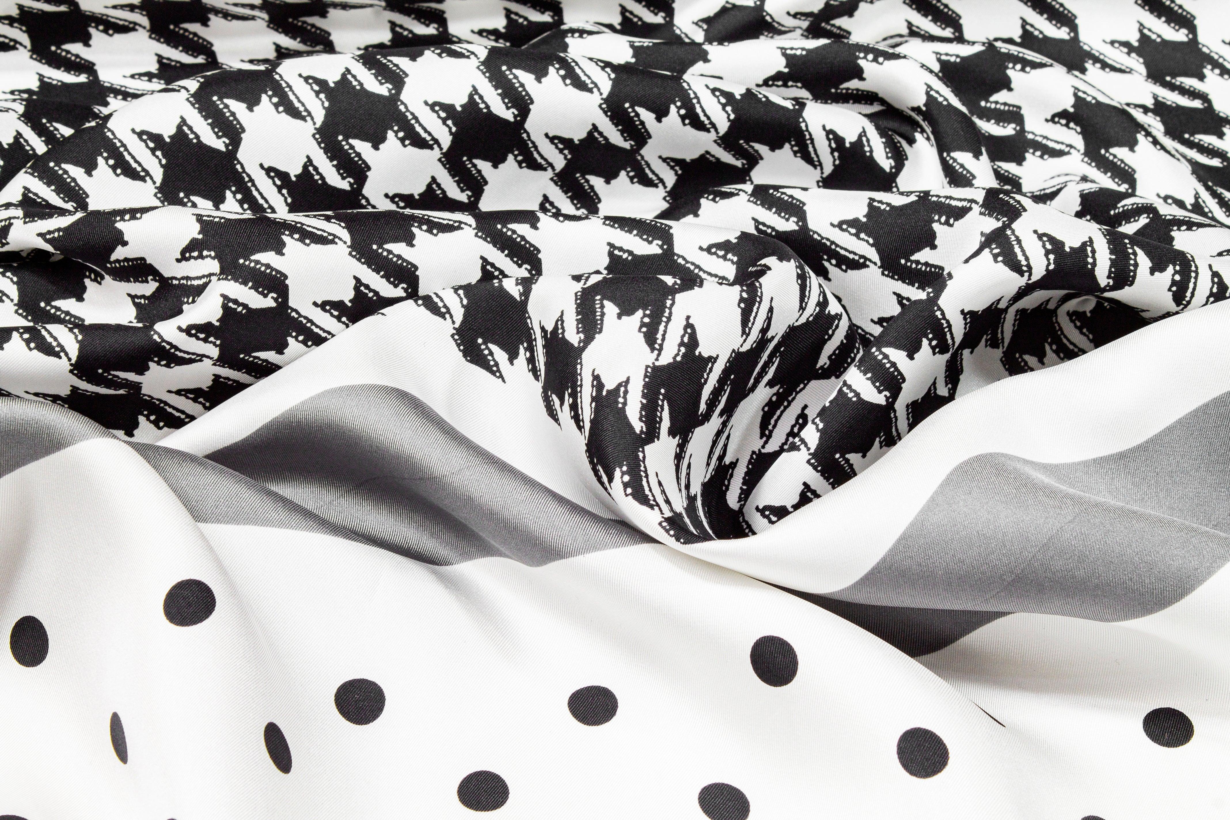 Silk Twill Panel - Black and White - Prime Fabrics
