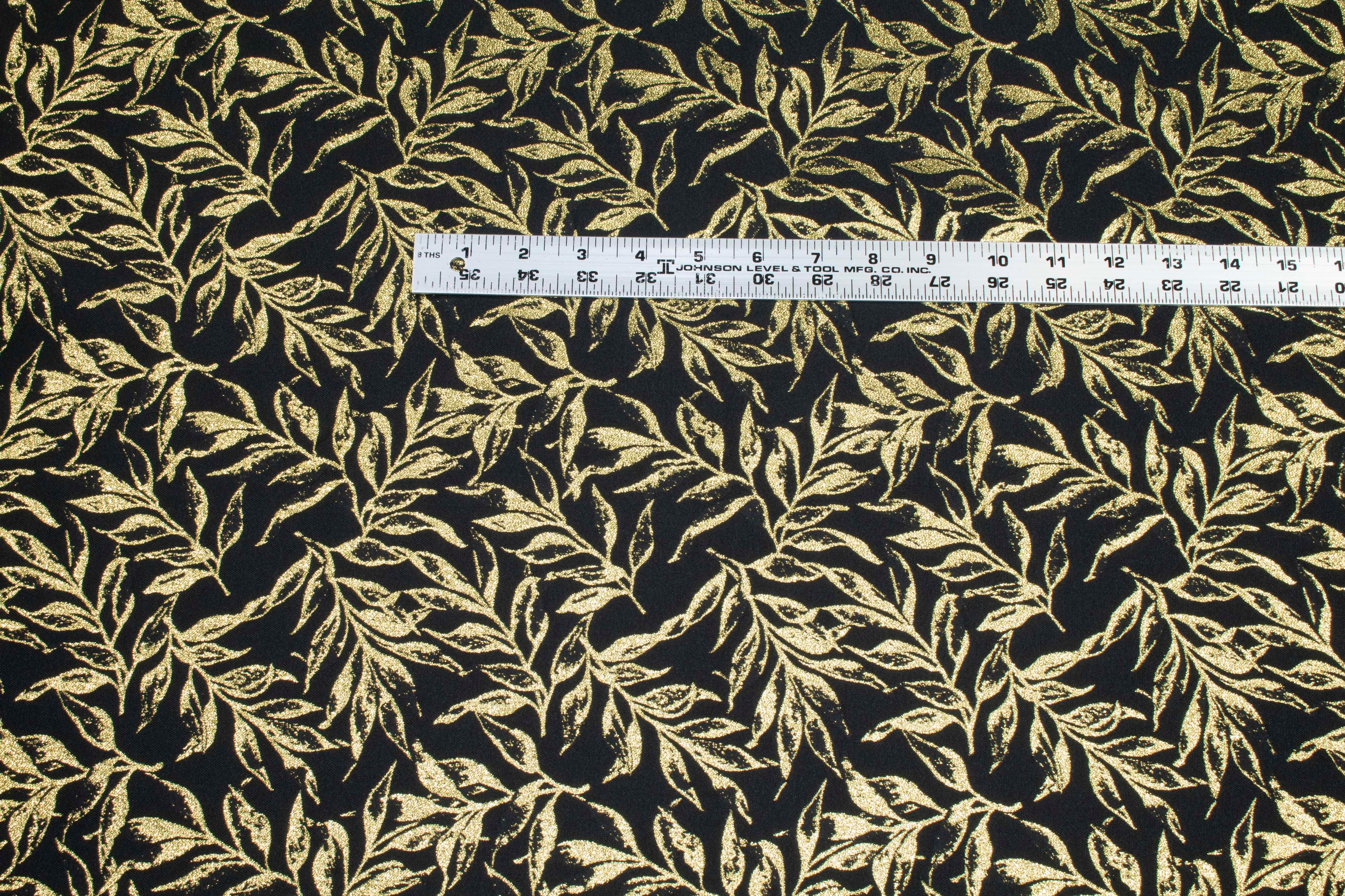Black and Gold Leaf Metallic Brocade - Prime Fabrics