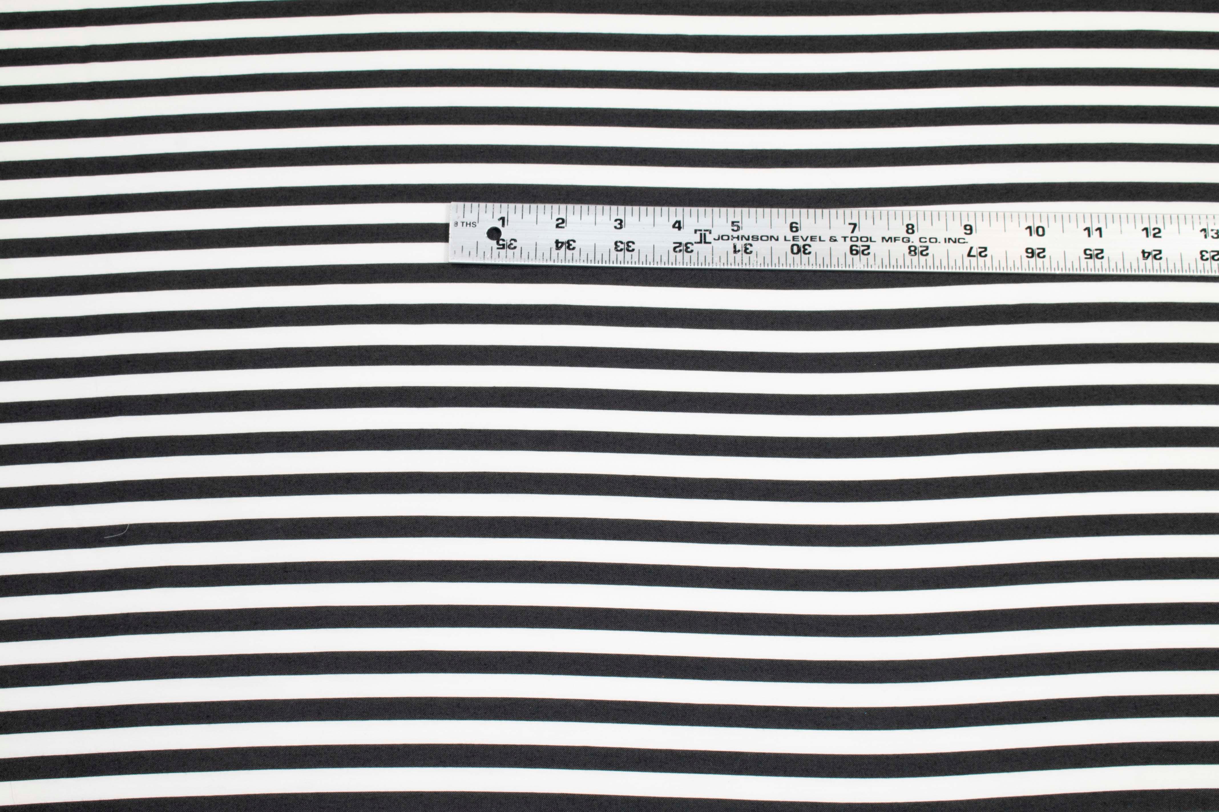 Black and White Striped Viscose - Prime Fabrics