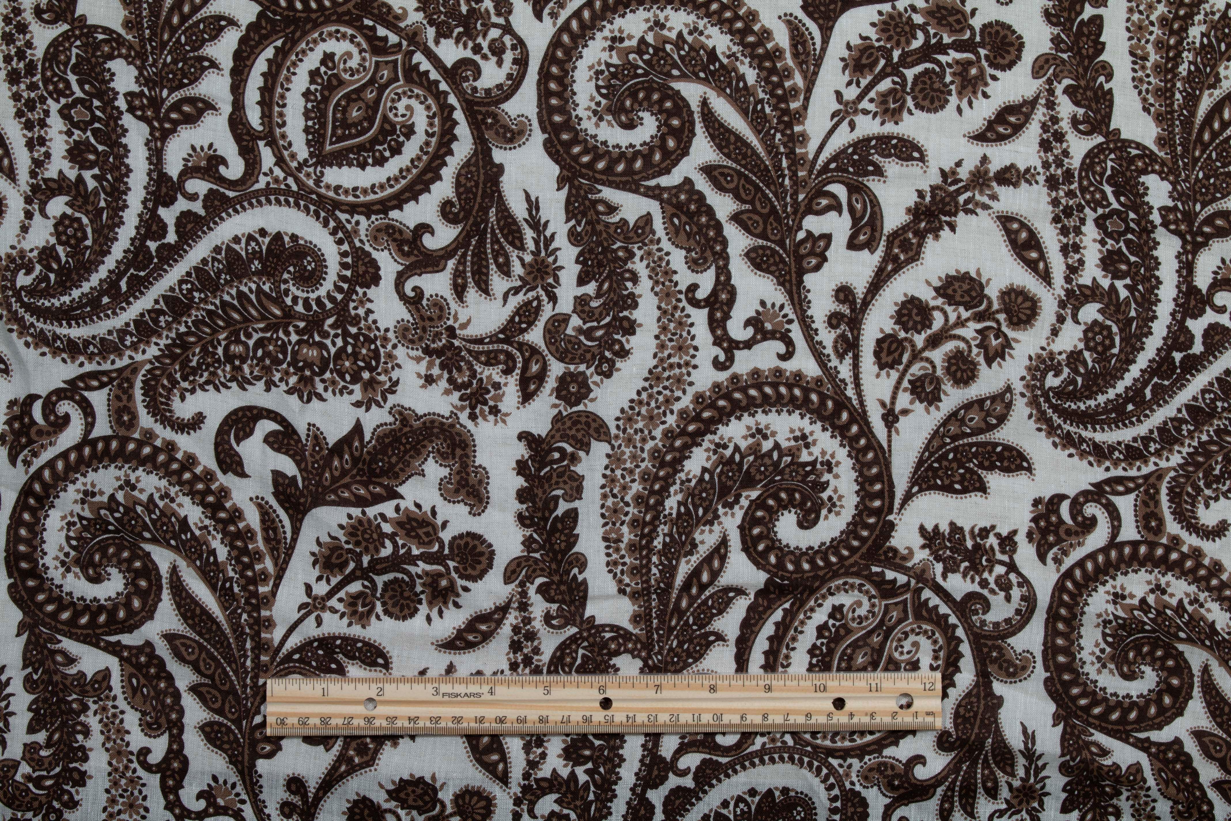 Brown Floral Linen - Prime Fabrics