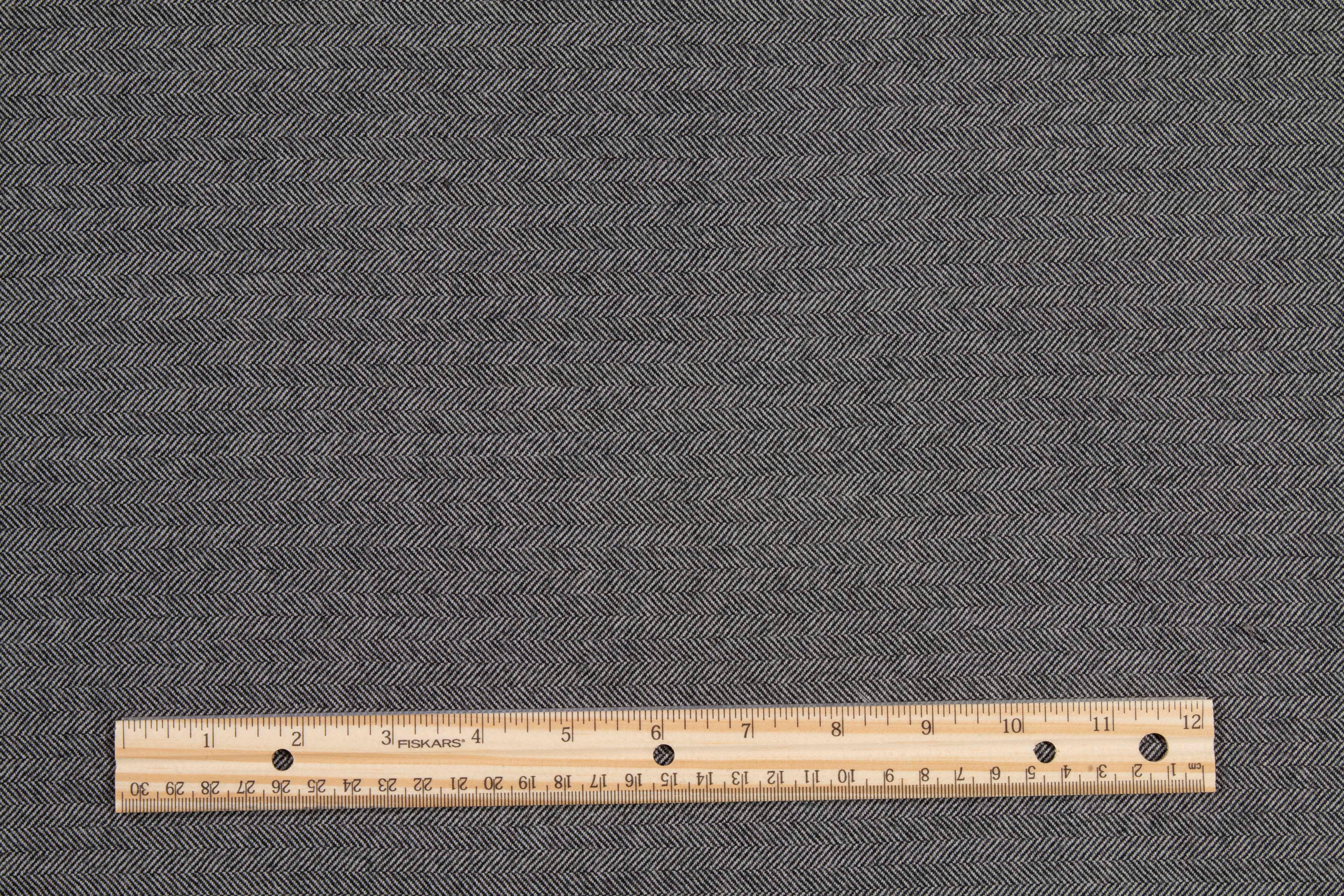 Gray Herringbone Italian Wool Suiting - Prime Fabrics