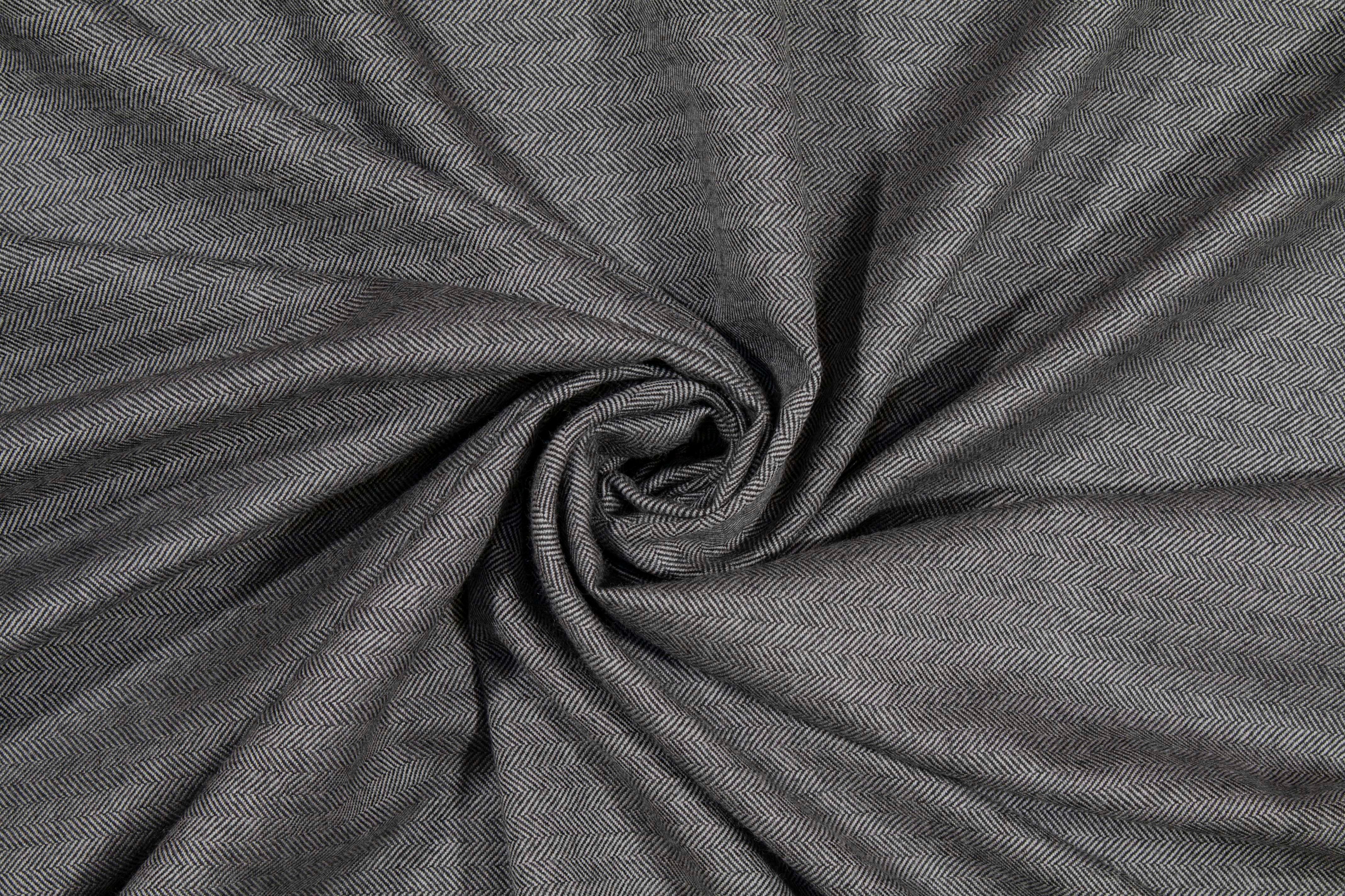 Gray Herringbone Italian Wool Suiting - Prime Fabrics