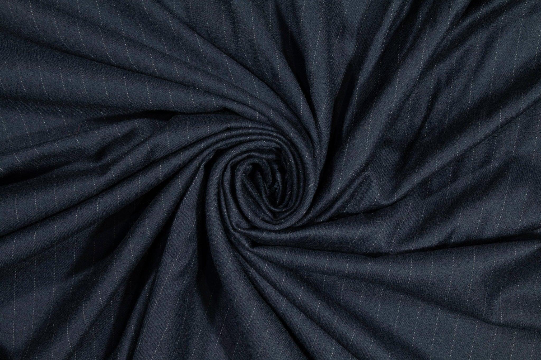 Navy Blue Striped Super 100's Italian Wool - Prime Fabrics