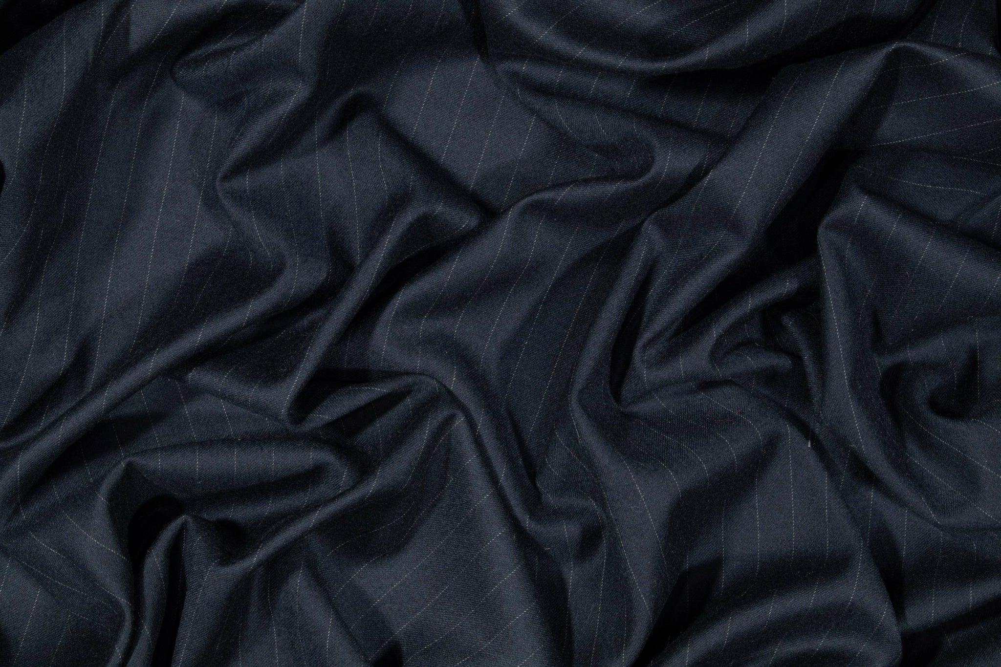 Navy Blue Striped Super 100's Italian Wool - Prime Fabrics
