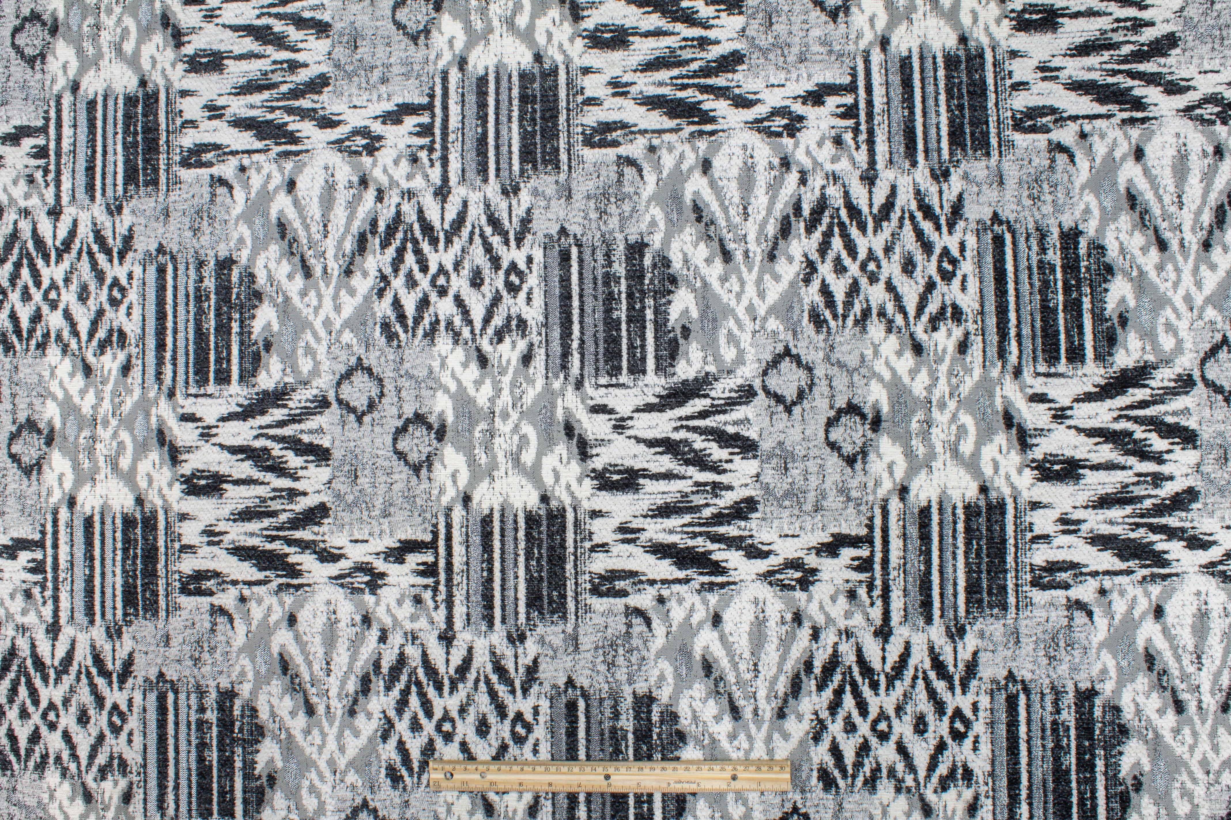 Gray Abstract Upholstery Chenille - Prime Fabrics