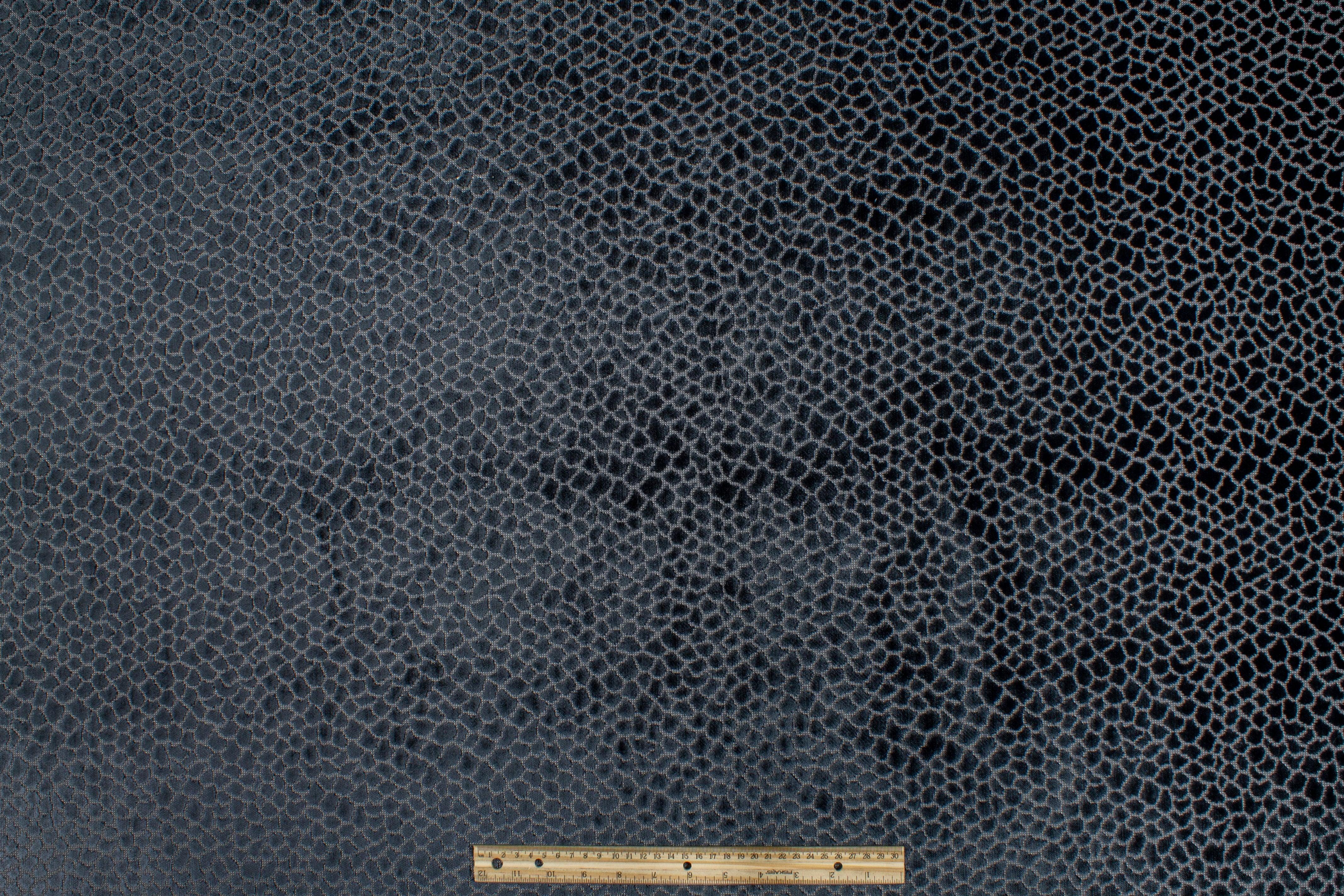 Blue-Gray Cut Velvet Upholstery - Prime Fabrics