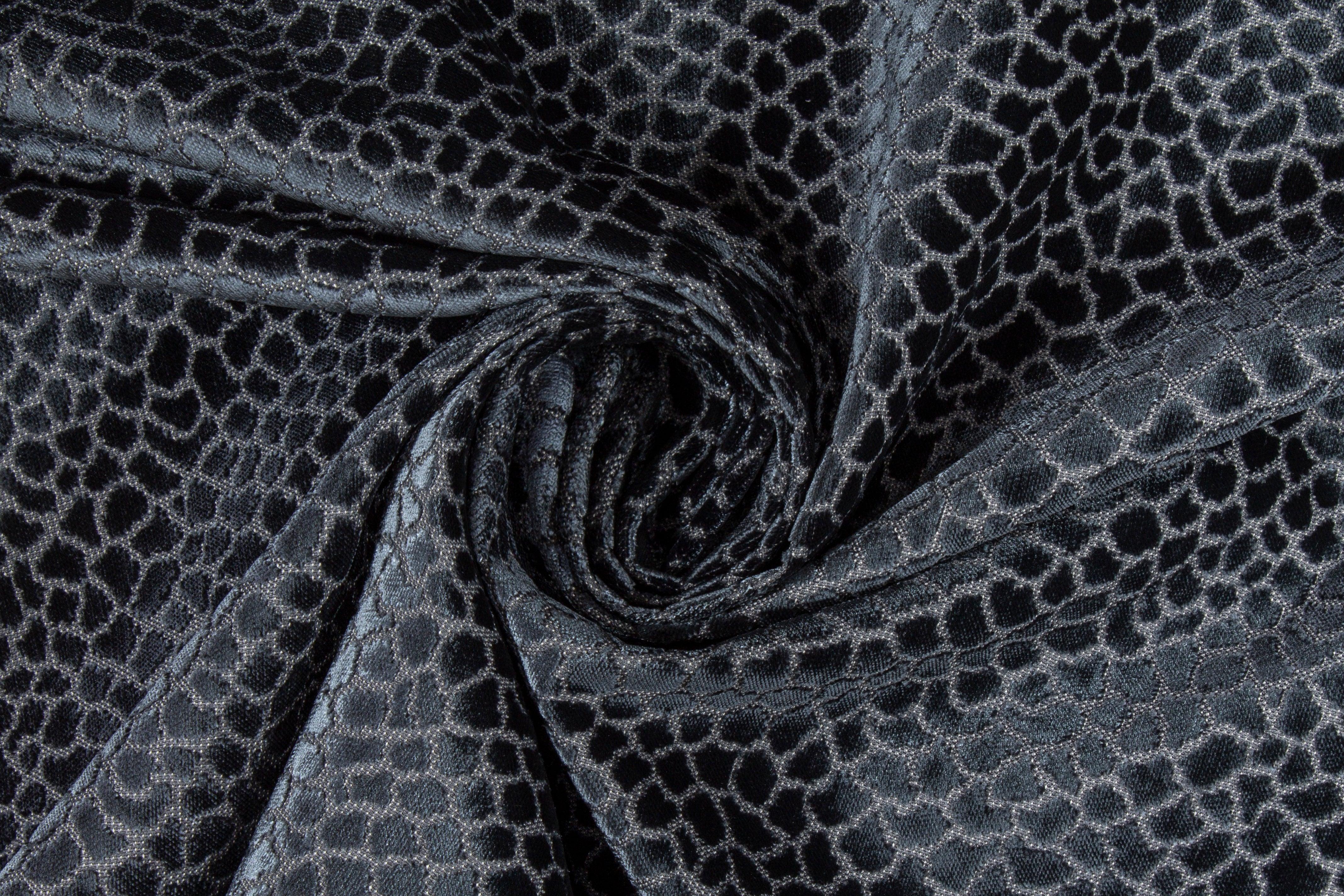 Blue-Gray Cut Velvet Upholstery - Prime Fabrics
