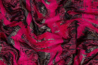 Abstract Fuchsia Chenille Embroidered Jacquard - Prime Fabrics
