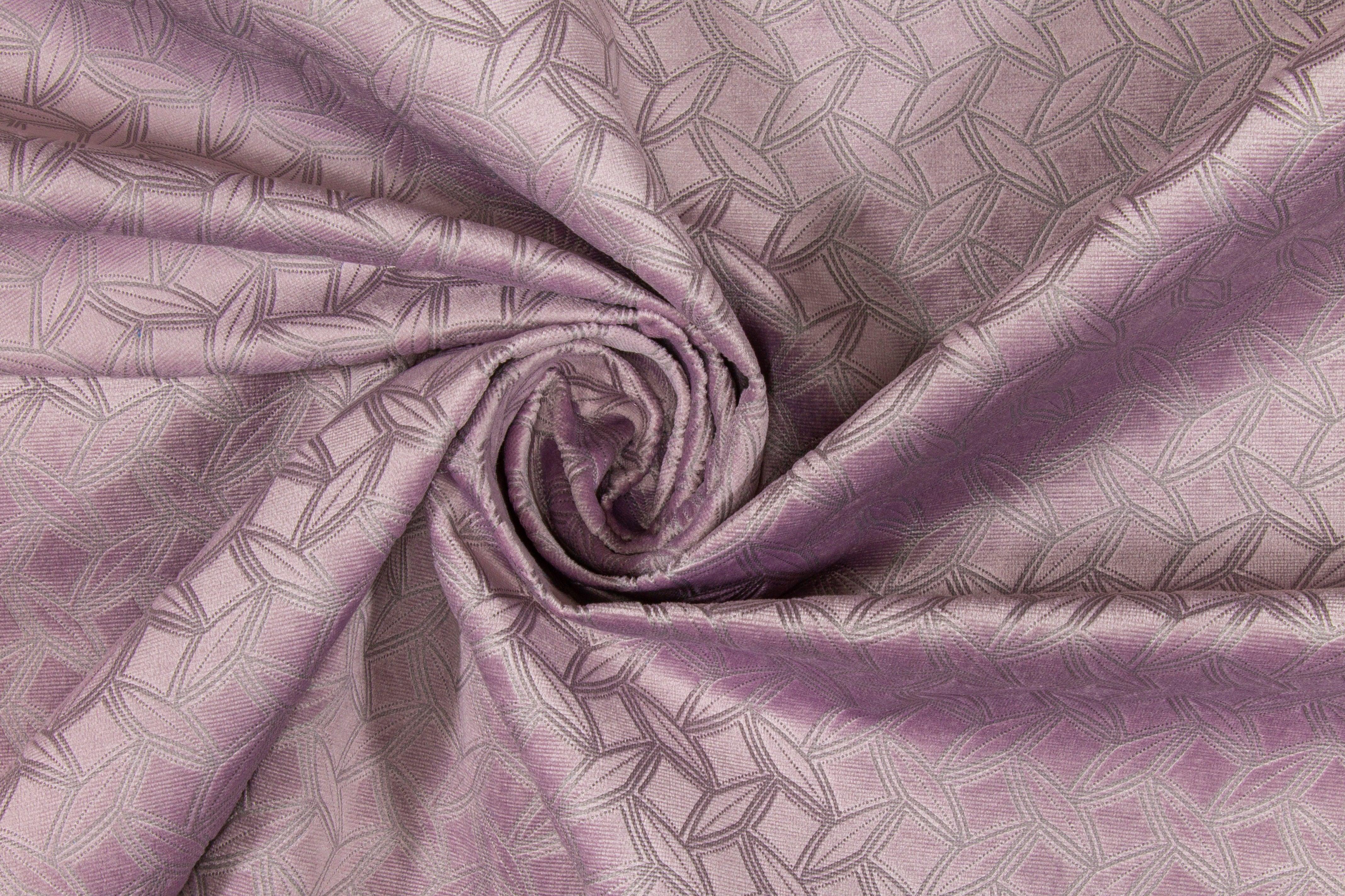 Lilac Geometric Velvet - Prime Fabrics