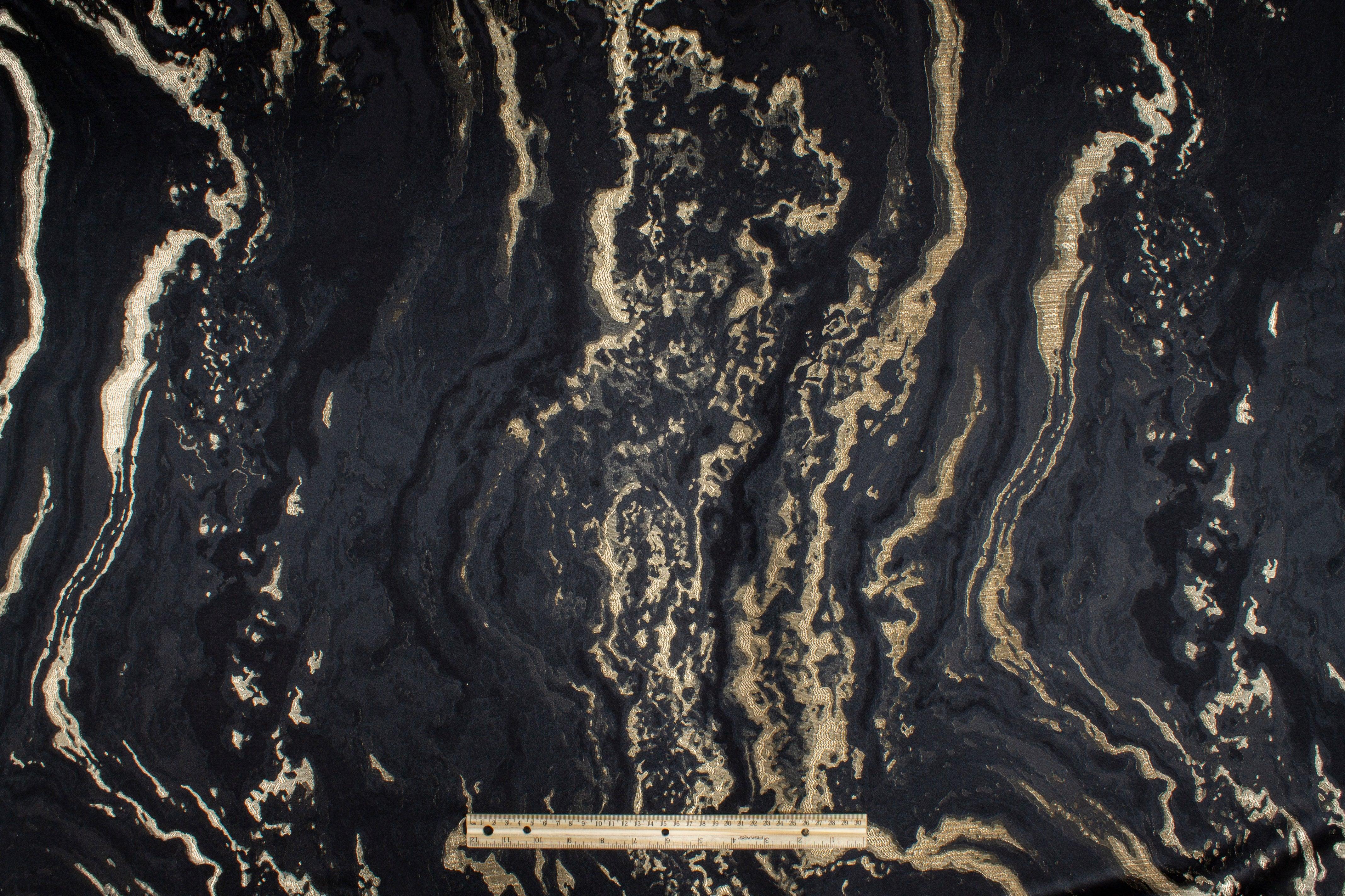 Black and Gold Metallic Brocade - Prime Fabrics