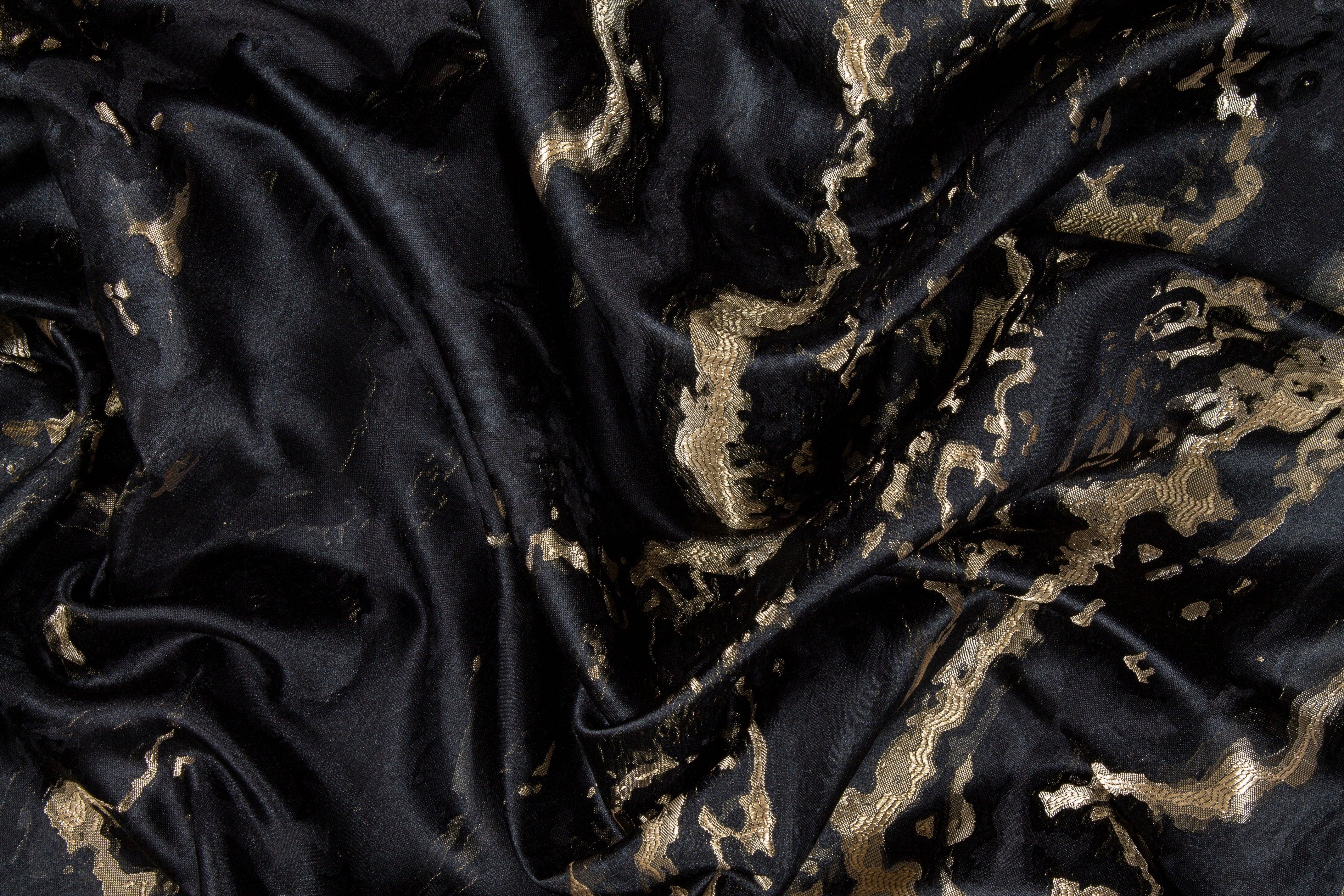 Black and Gold Metallic Brocade - Prime Fabrics