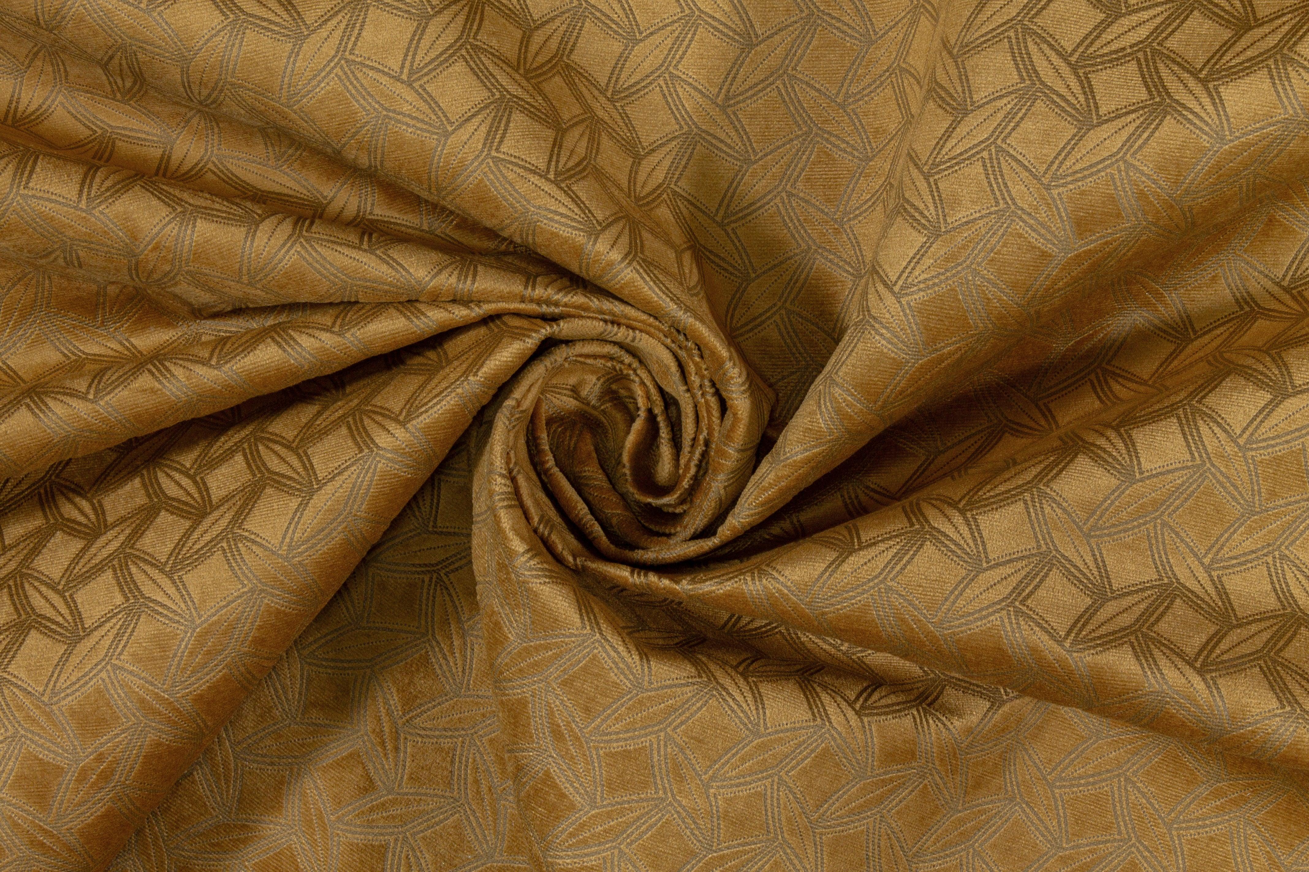 Brown Geometric Velvet - Prime Fabrics
