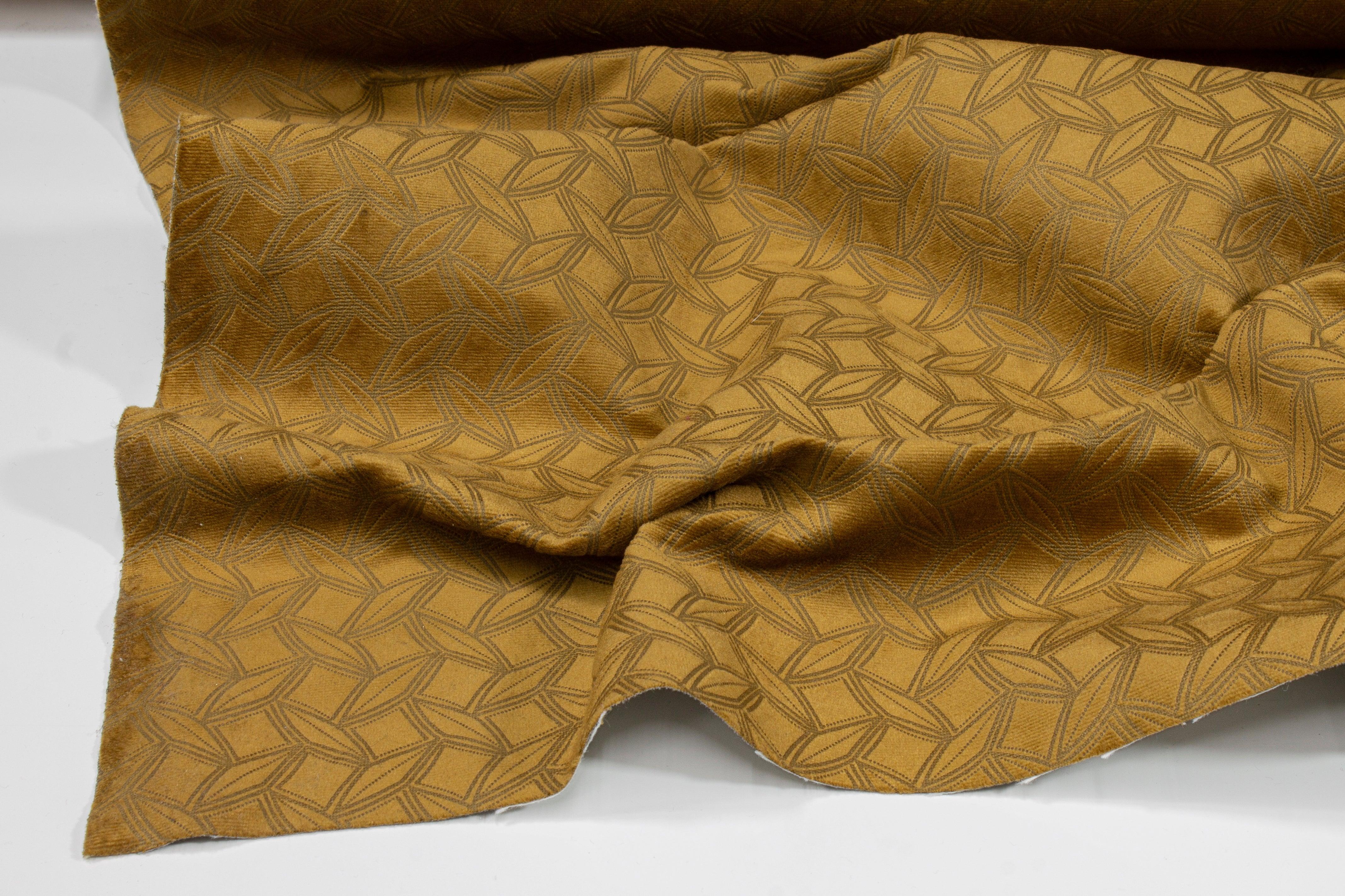 Brown Geometric Velvet - Prime Fabrics