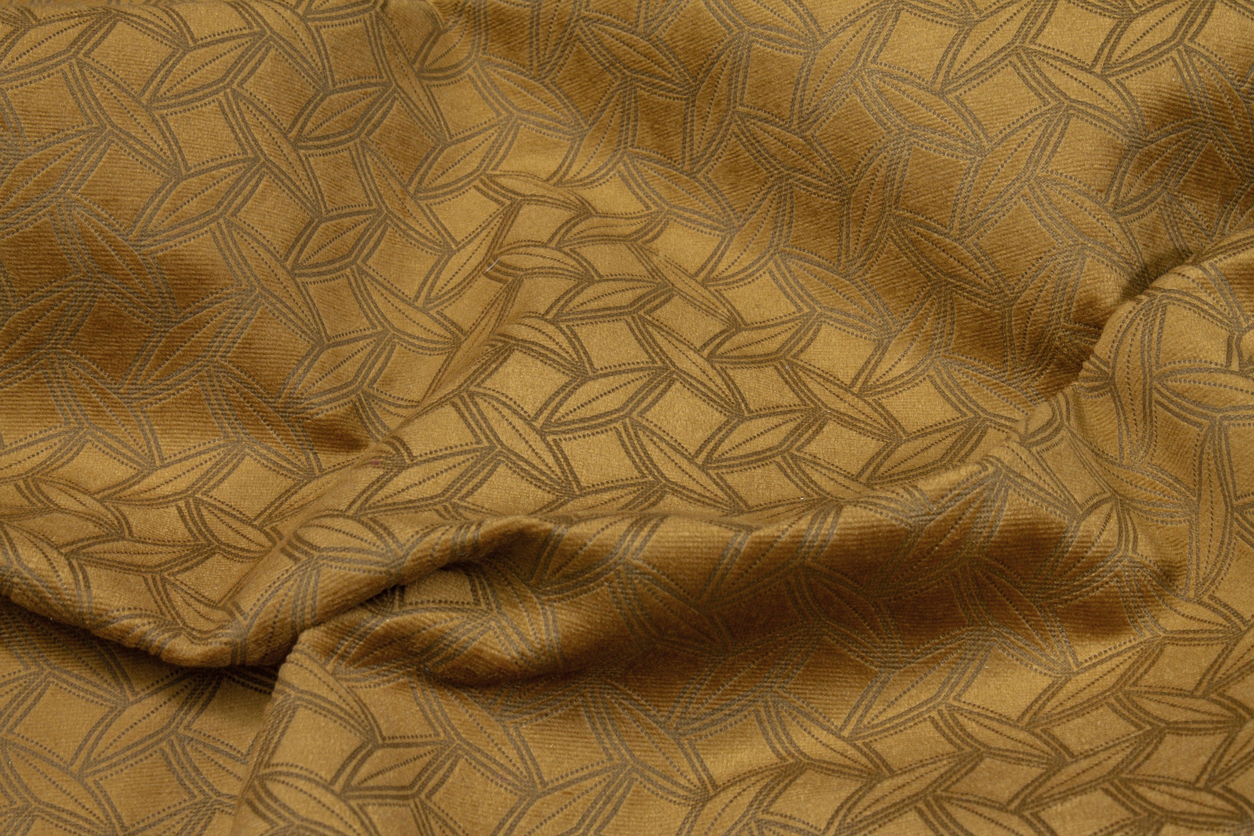 Brown Geometric Velvet - Prime Fabrics