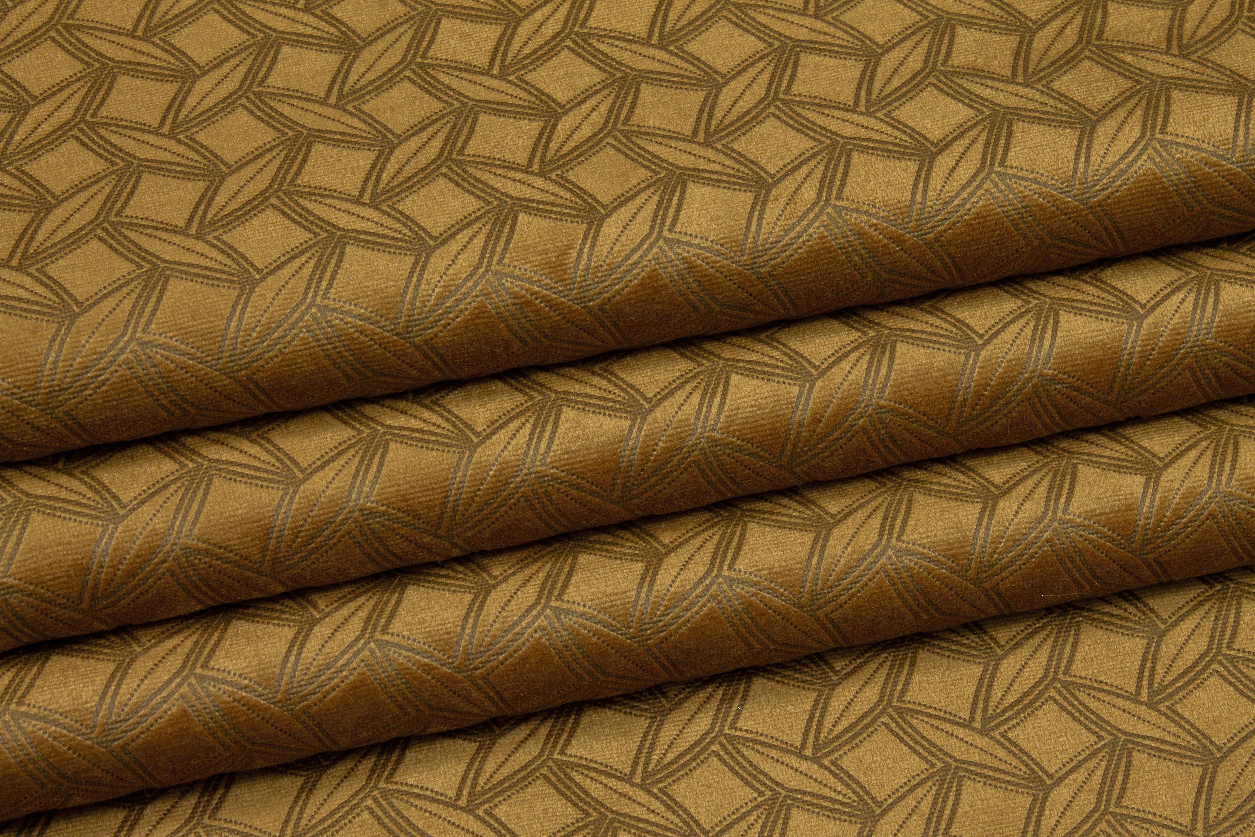 Brown Geometric Velvet - Prime Fabrics