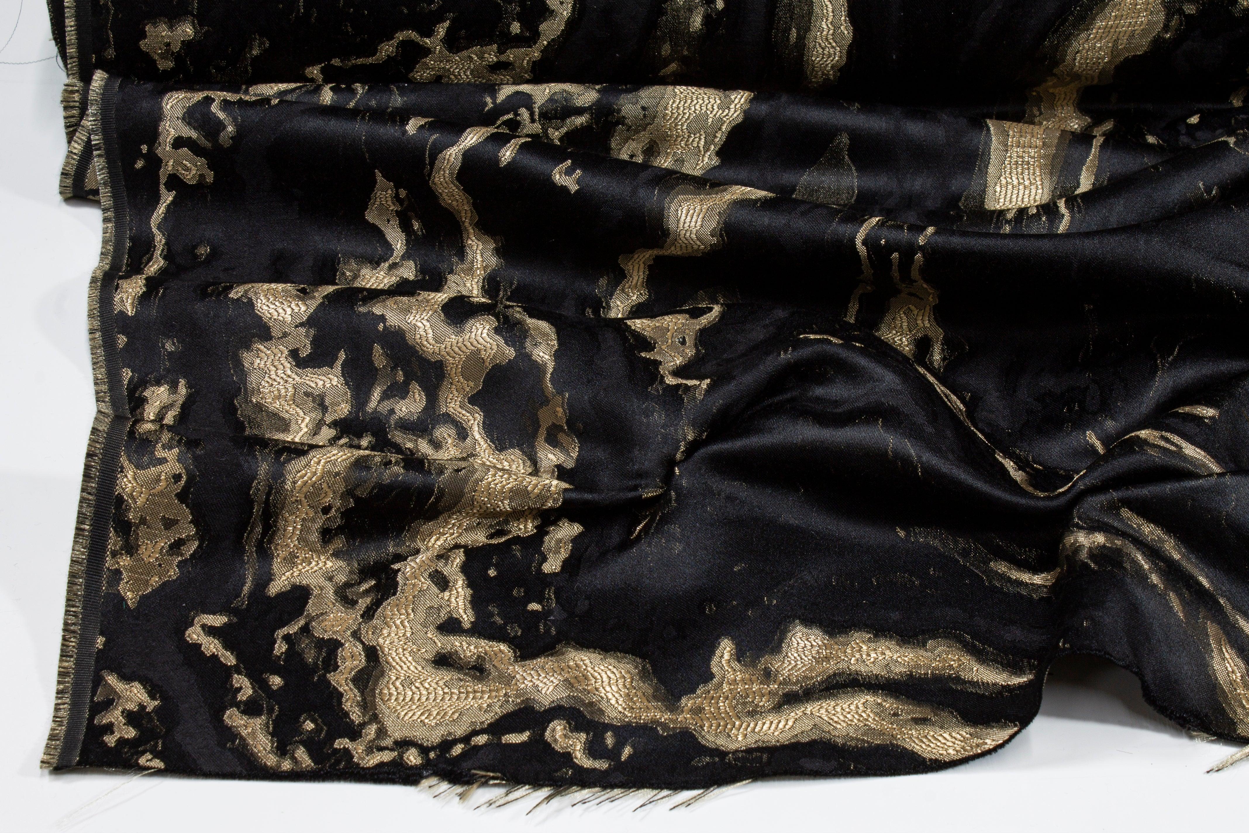 Black and Gold Metallic Brocade - Prime Fabrics