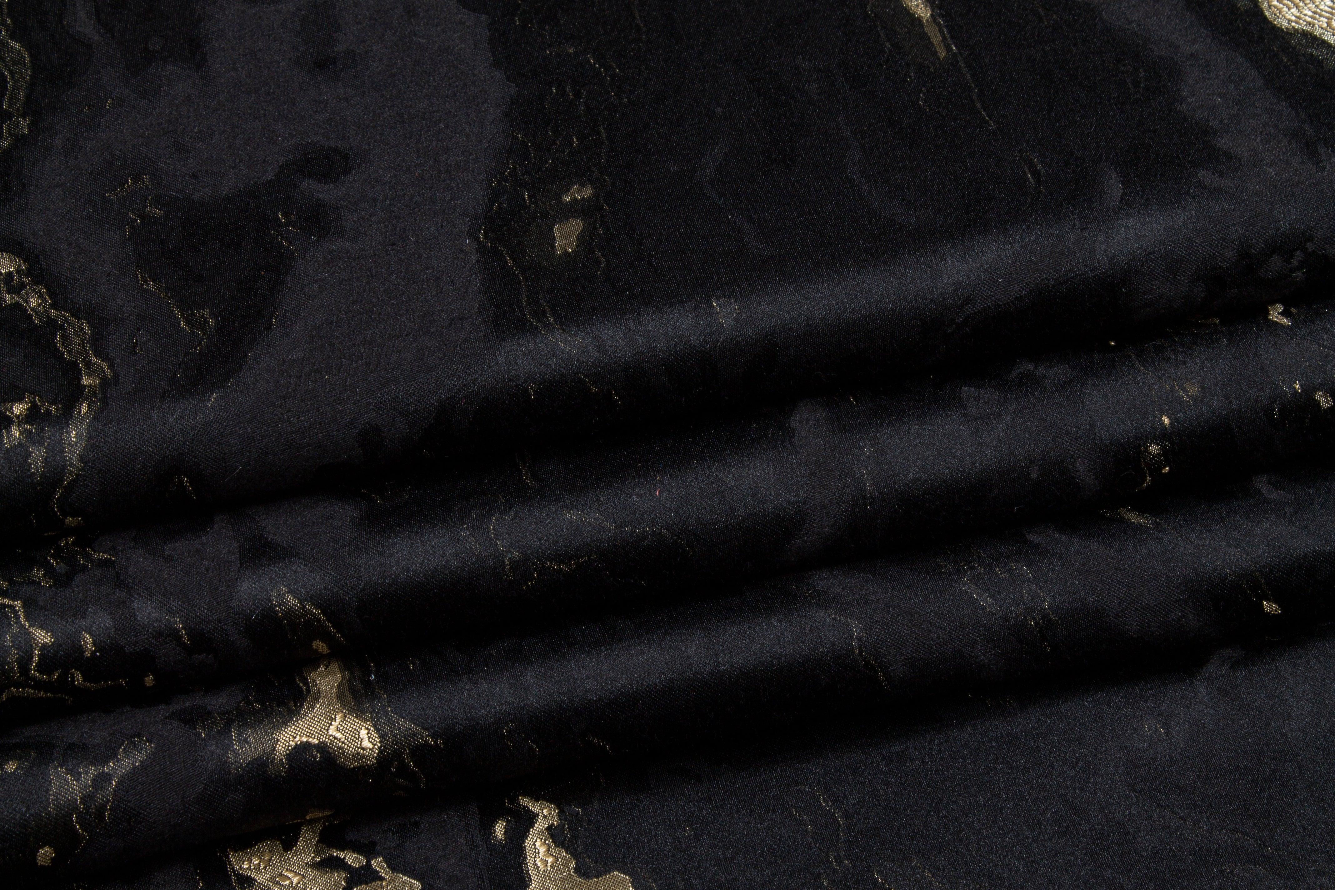 Black and Gold Metallic Brocade - Prime Fabrics
