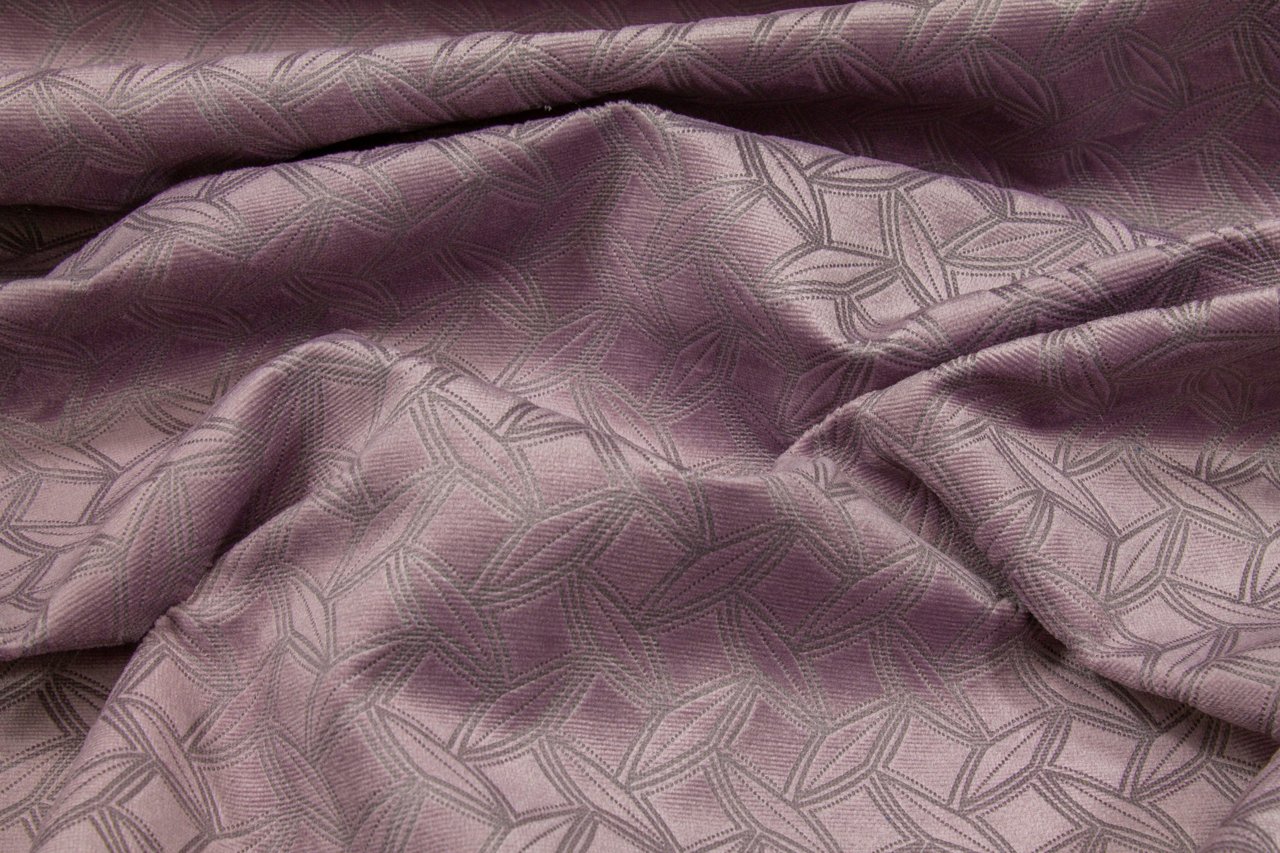Lilac Geometric Velvet - Prime Fabrics