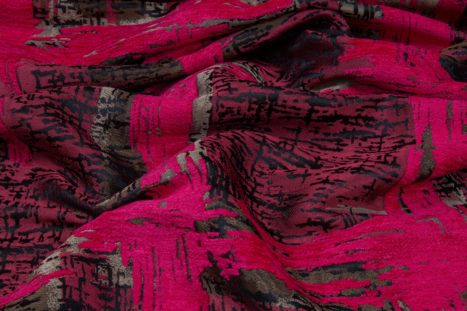 Abstract Fuchsia Chenille Embroidered Jacquard - Prime Fabrics