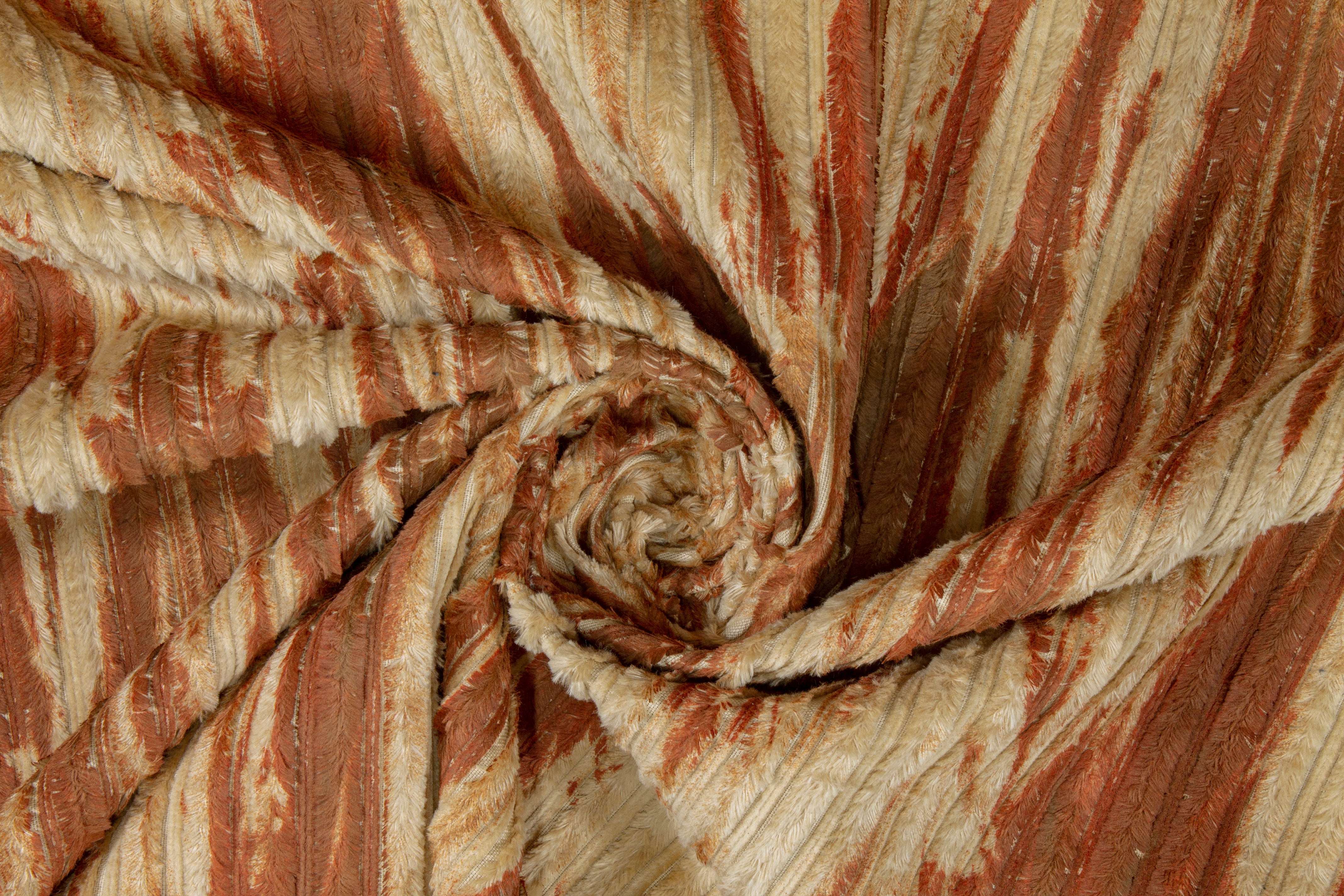 Fringe Striped Rayon with Abstract Print - Brown / Beige