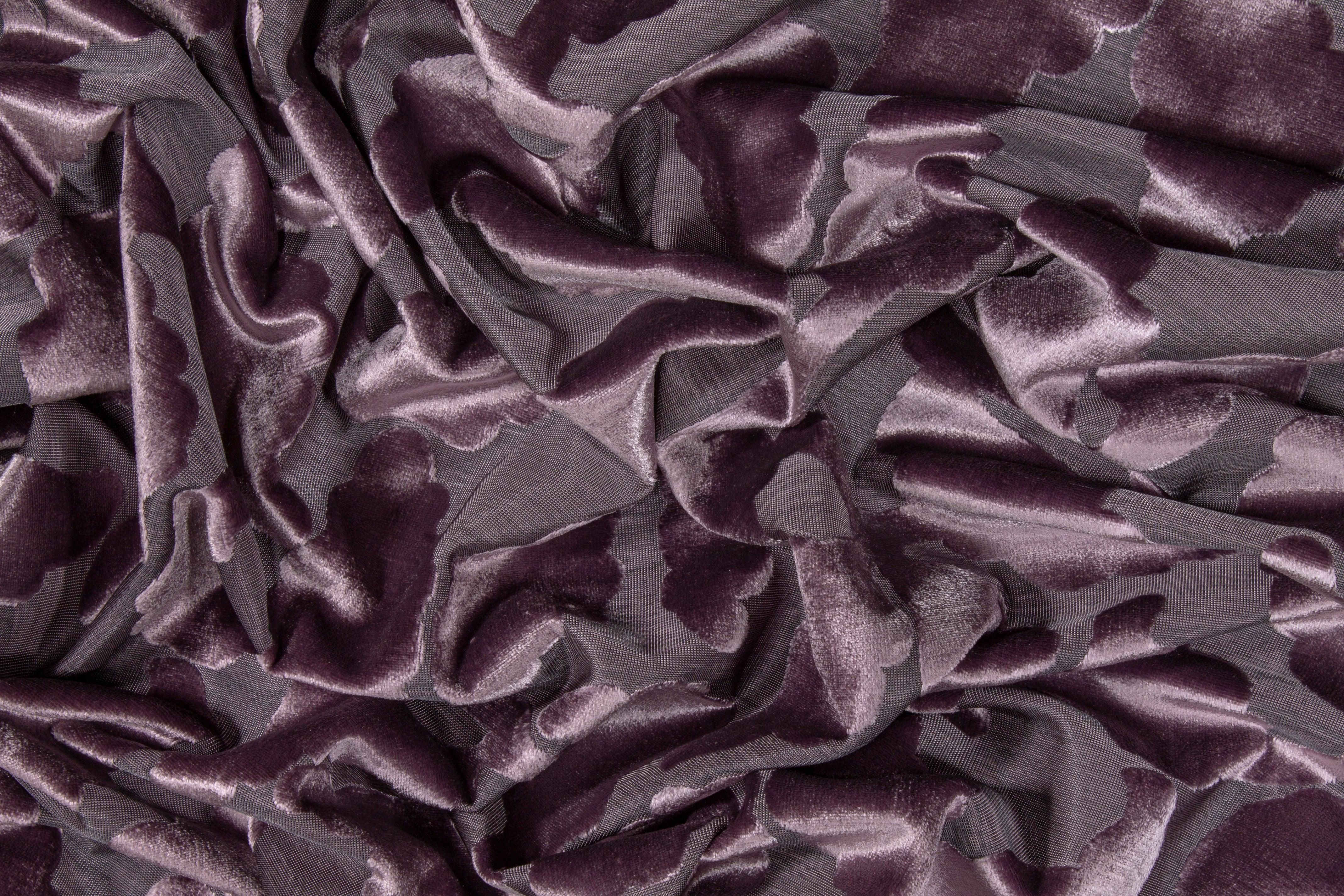 Leaf Cut Velvet Upholstery - Heather Purple - Prime Fabrics