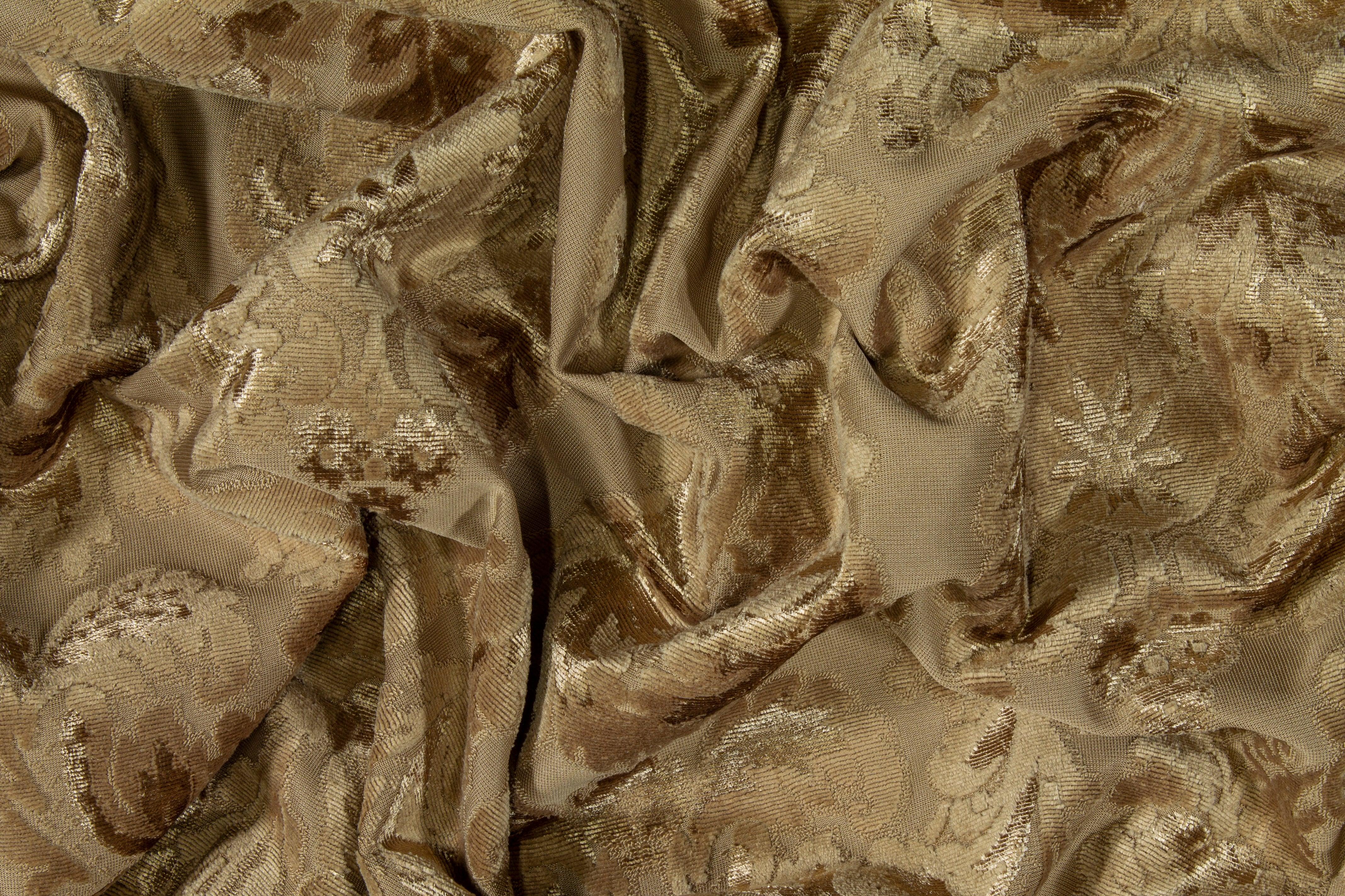 Damask Cut Velvet Upholstery - Gold - Prime Fabrics