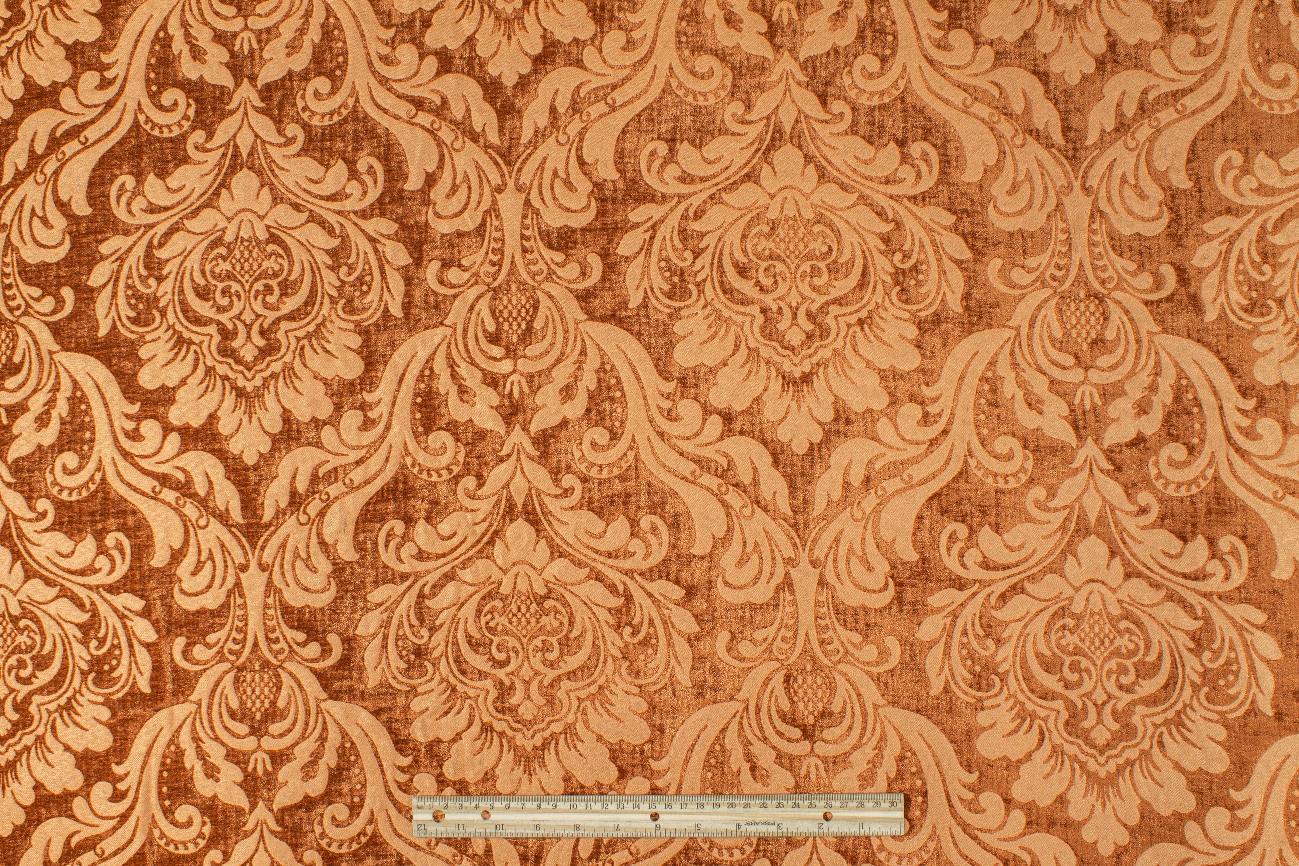 Double Faced Damask Cut Velvet - Pumpkin - Prime Fabrics