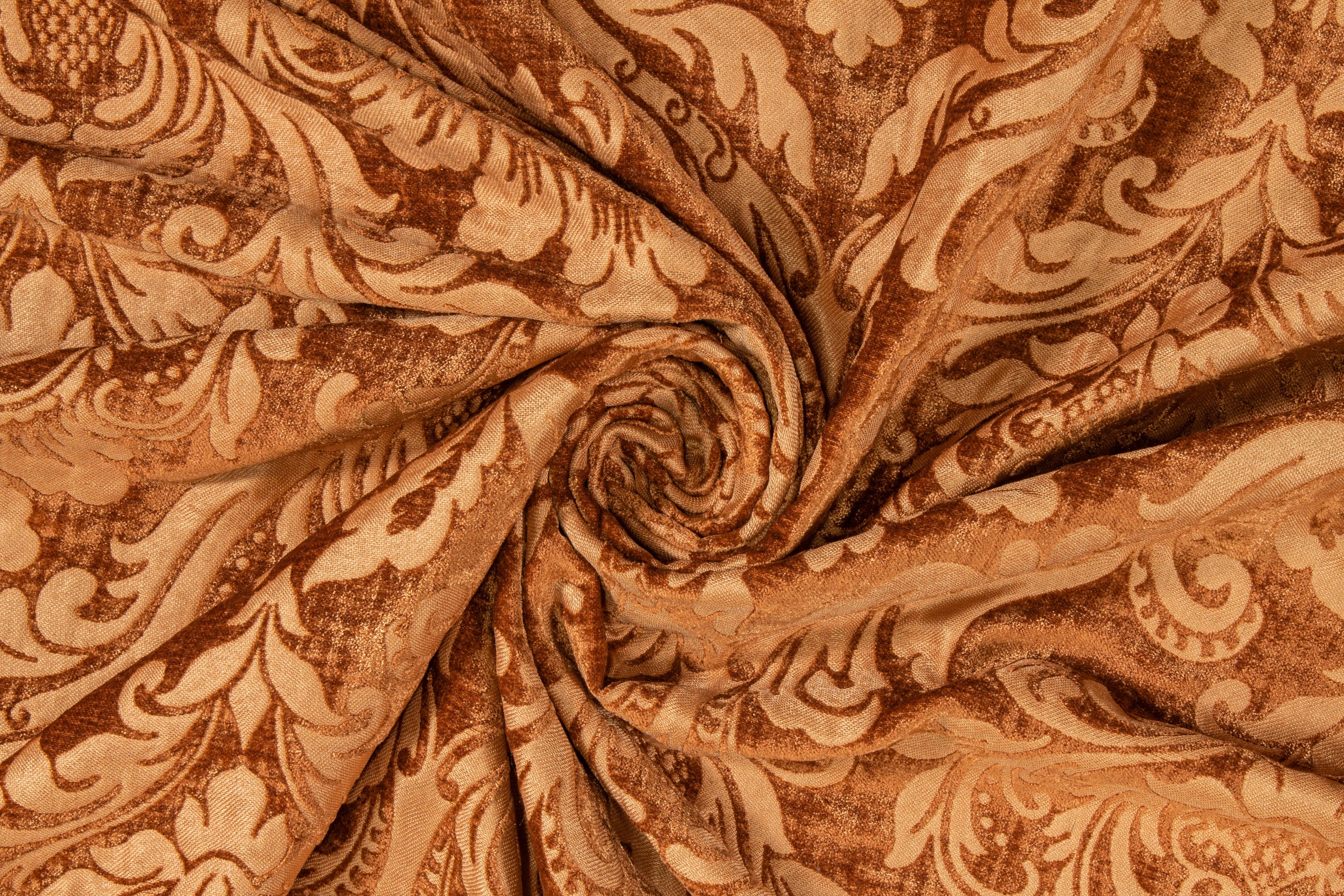Double Faced Damask Cut Velvet - Pumpkin - Prime Fabrics