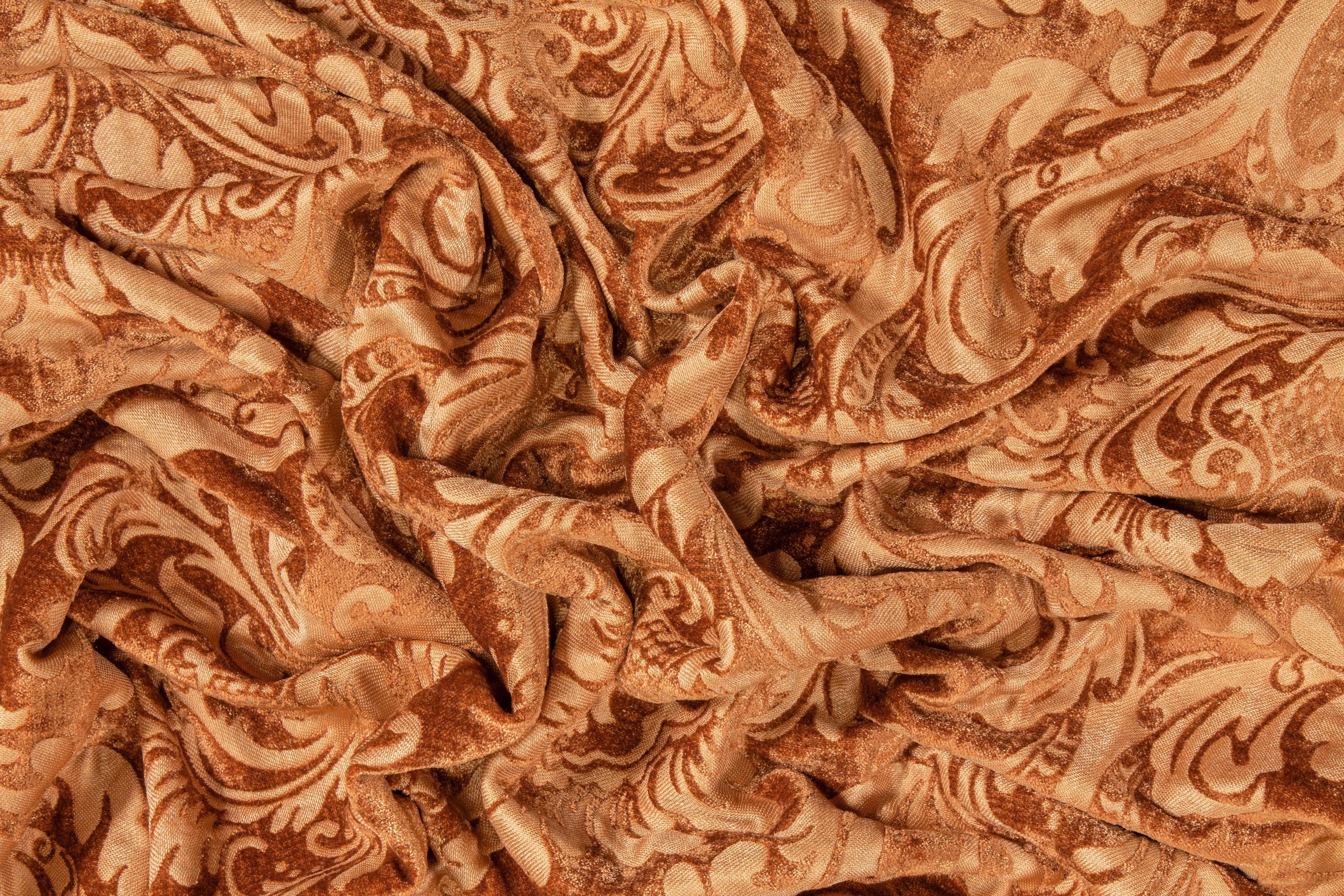 Double Faced Damask Cut Velvet - Pumpkin - Prime Fabrics